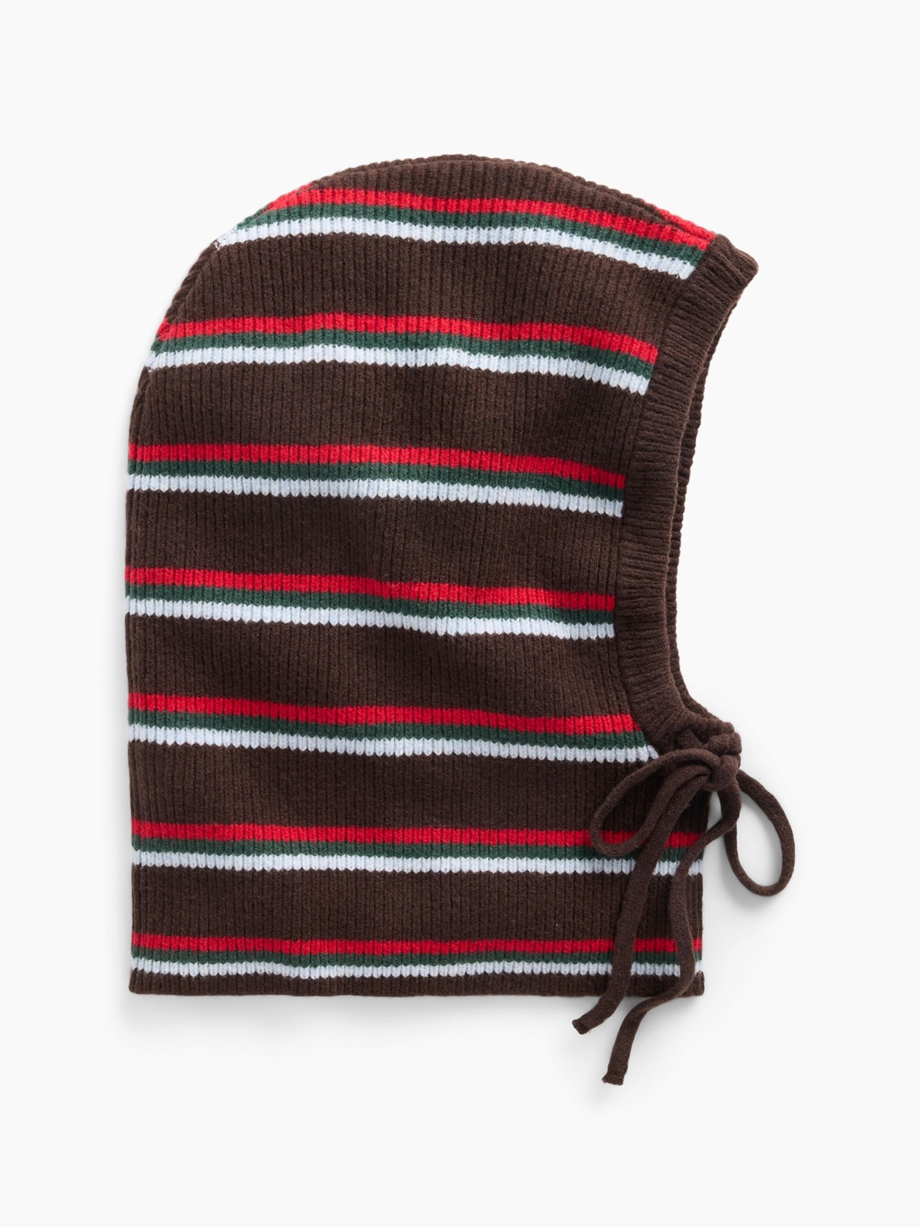 Brown Stripe CashSoft Drawcord Snood Hat - Image 1 of 2 Brown Stripe CashSoft Drawcord Snood Hat - Image 1 of 2