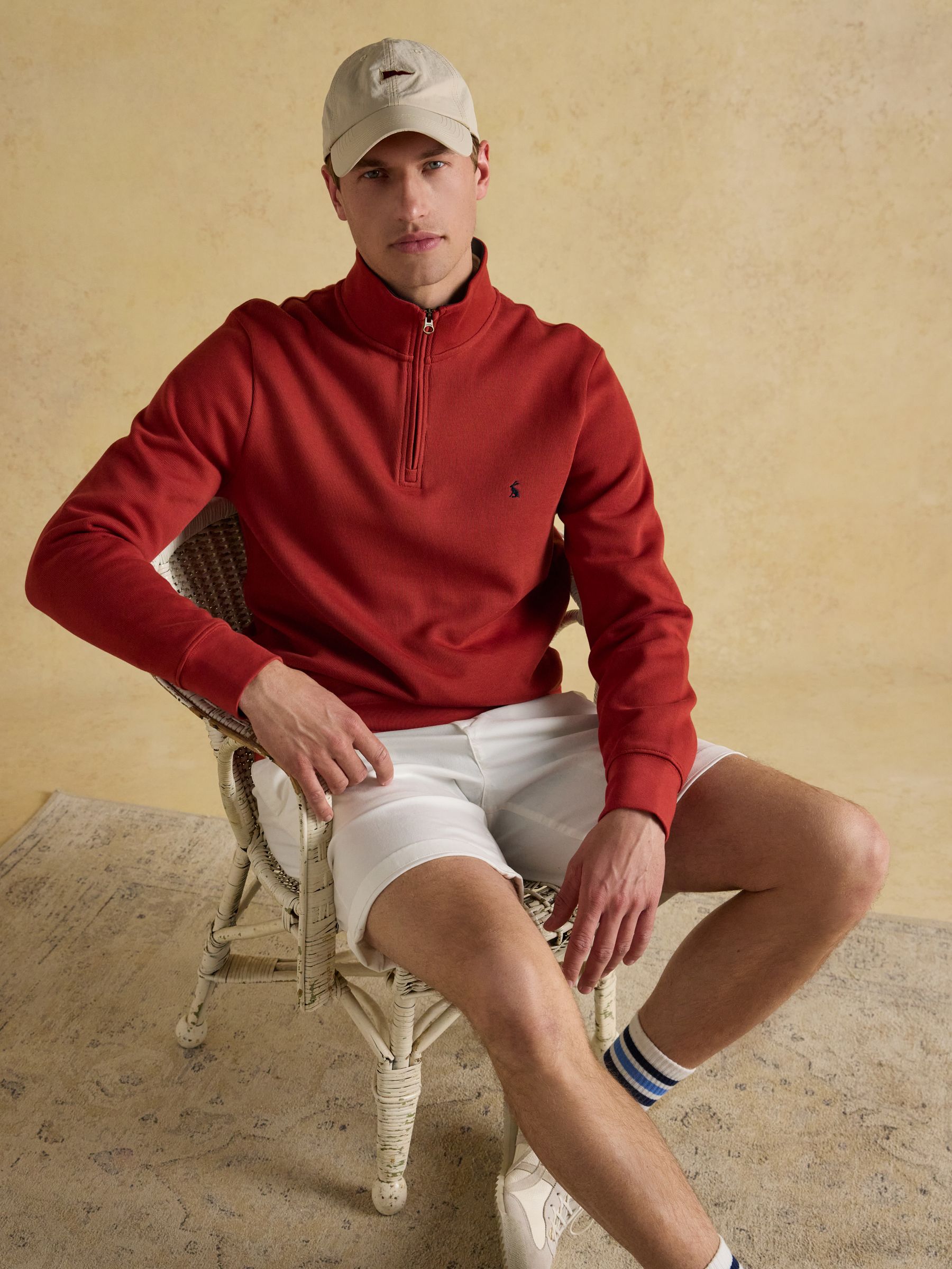 Alistair Orange Quarter Zip Cotton Sweatshirt - Image 3 of 9