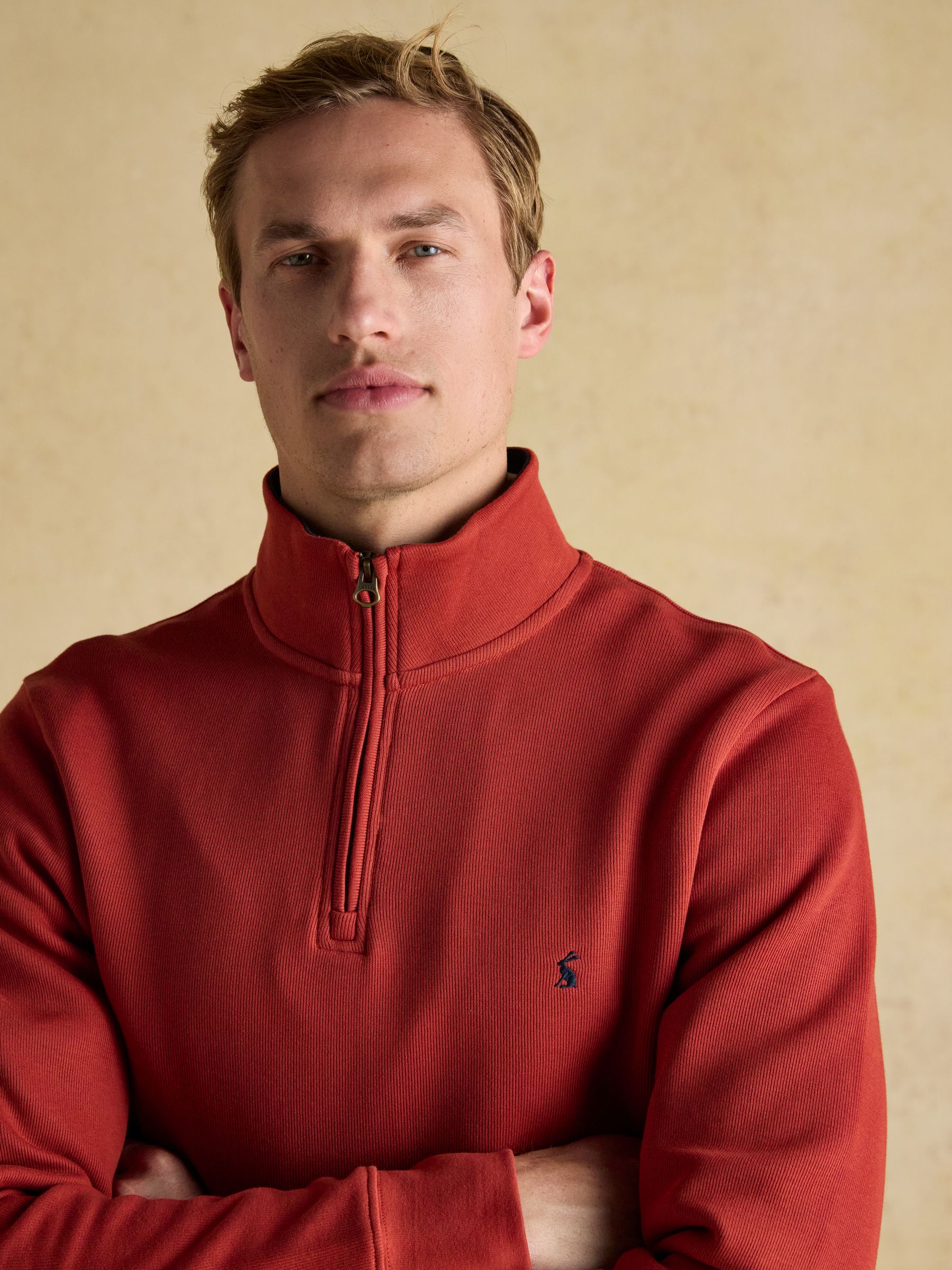 Alistair Orange Quarter Zip Cotton Sweatshirt - Image 4 of 9