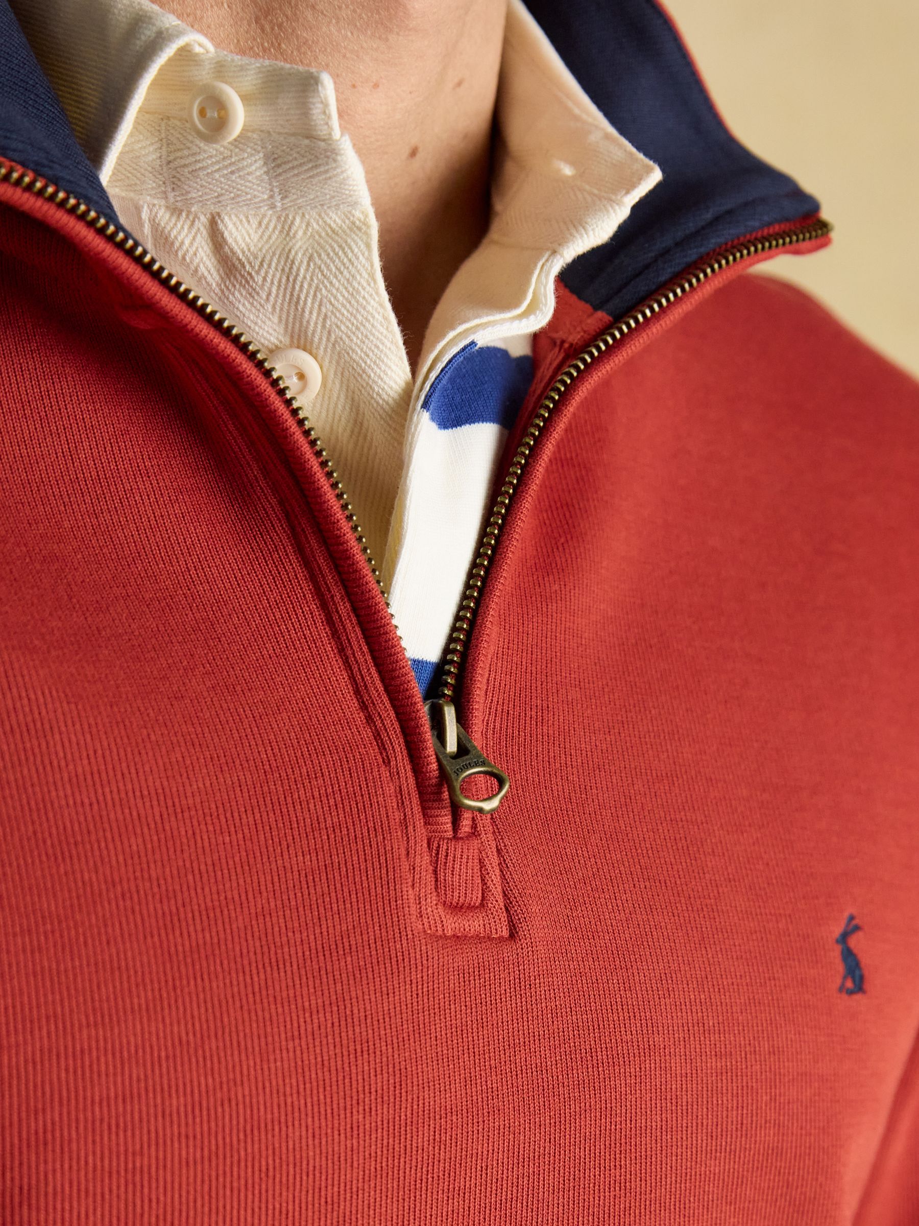 Alistair Orange Quarter Zip Cotton Sweatshirt - Image 6 of 9