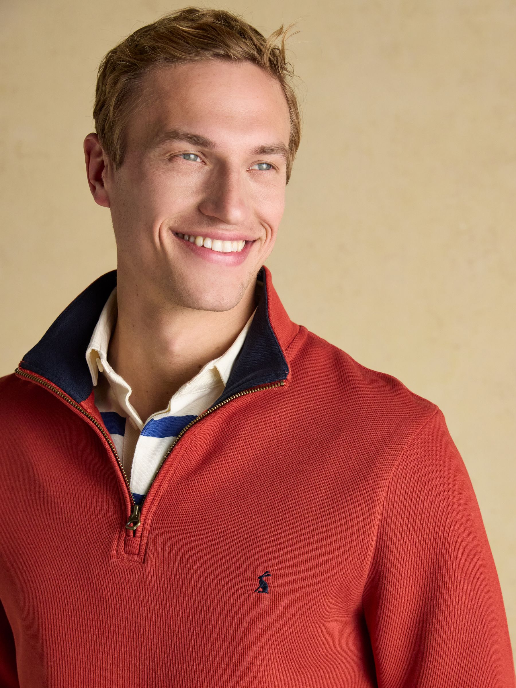 Alistair Orange Quarter Zip Cotton Sweatshirt - Image 7 of 9