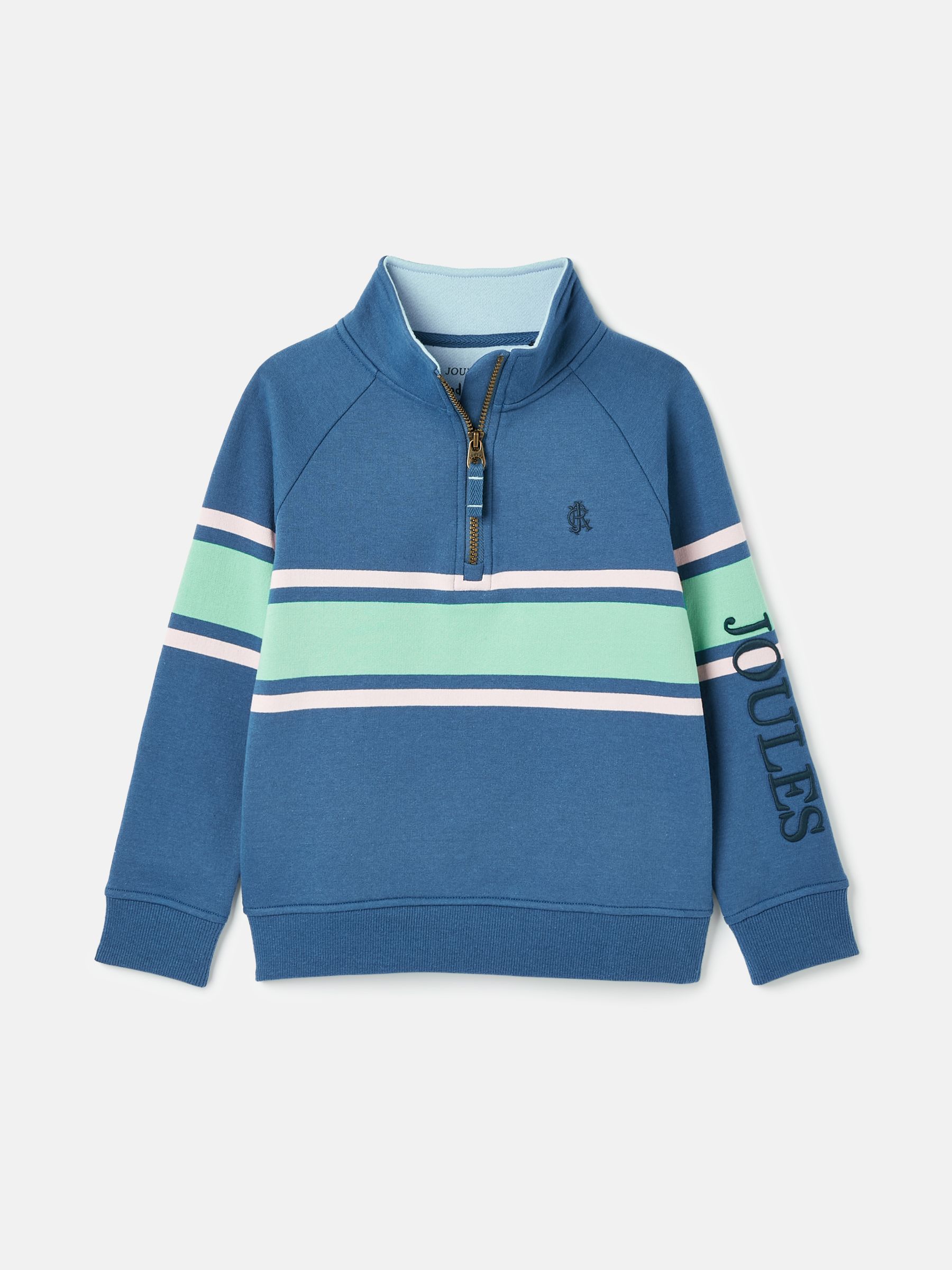 Finn Blue Striped Quarter Zip Sweatshirt - Image 1 of 6