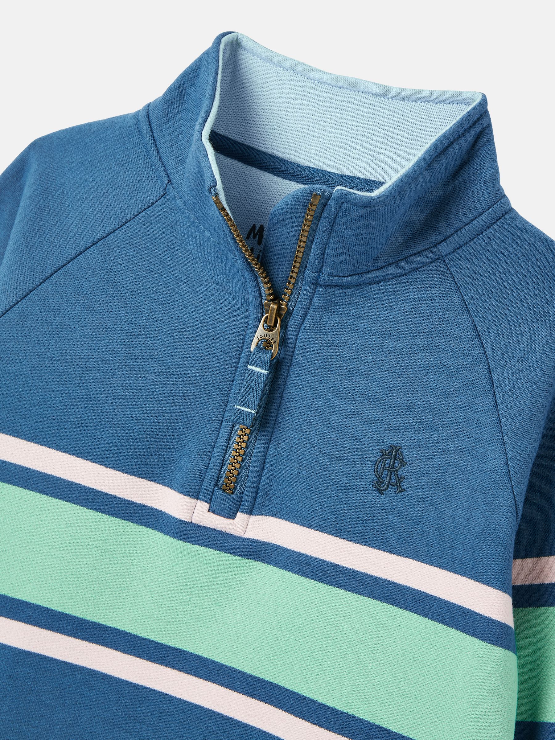 Finn Blue Striped Quarter Zip Sweatshirt - Image 3 of 6