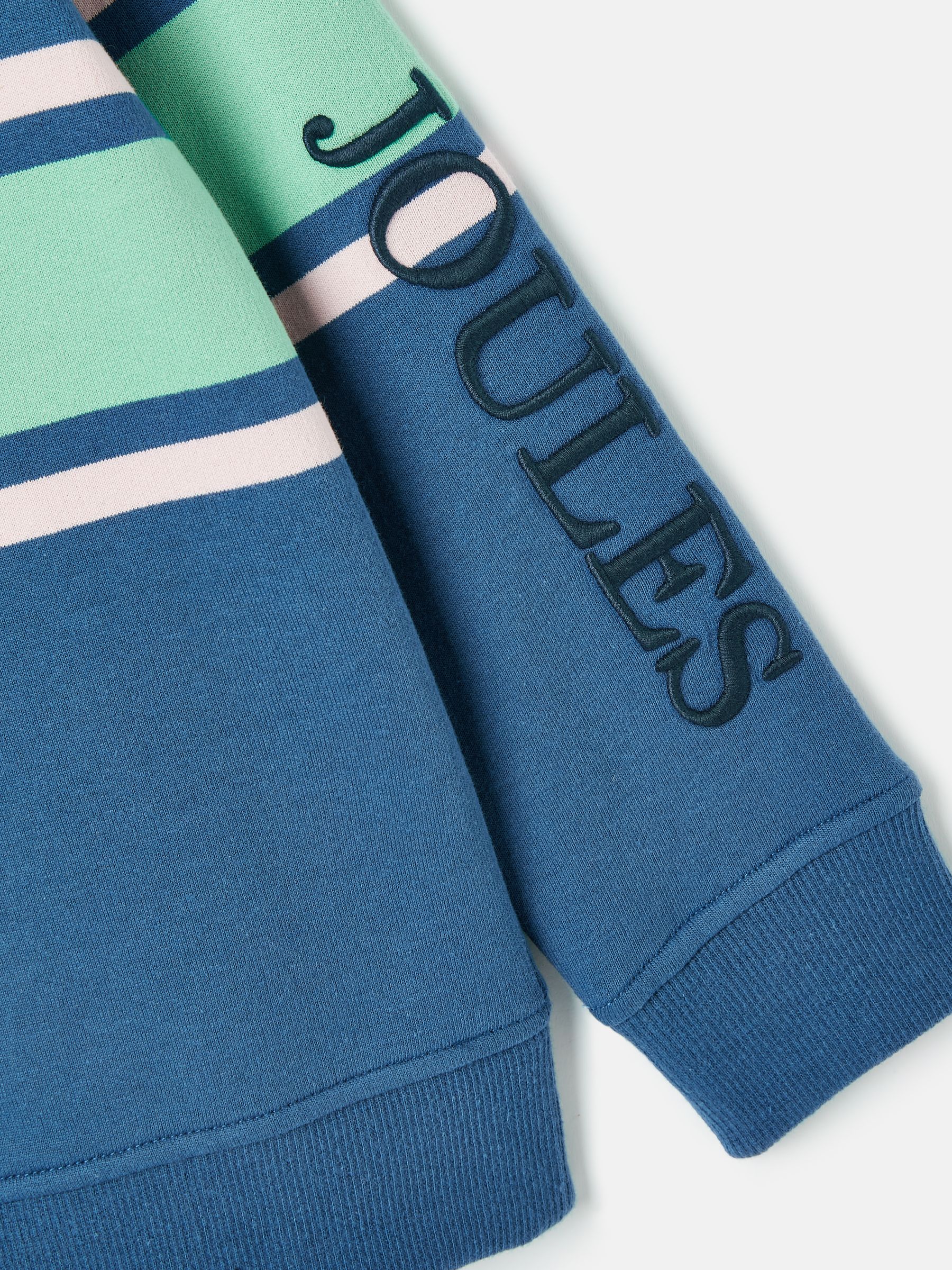 Finn Blue Striped Quarter Zip Sweatshirt - Image 4 of 6