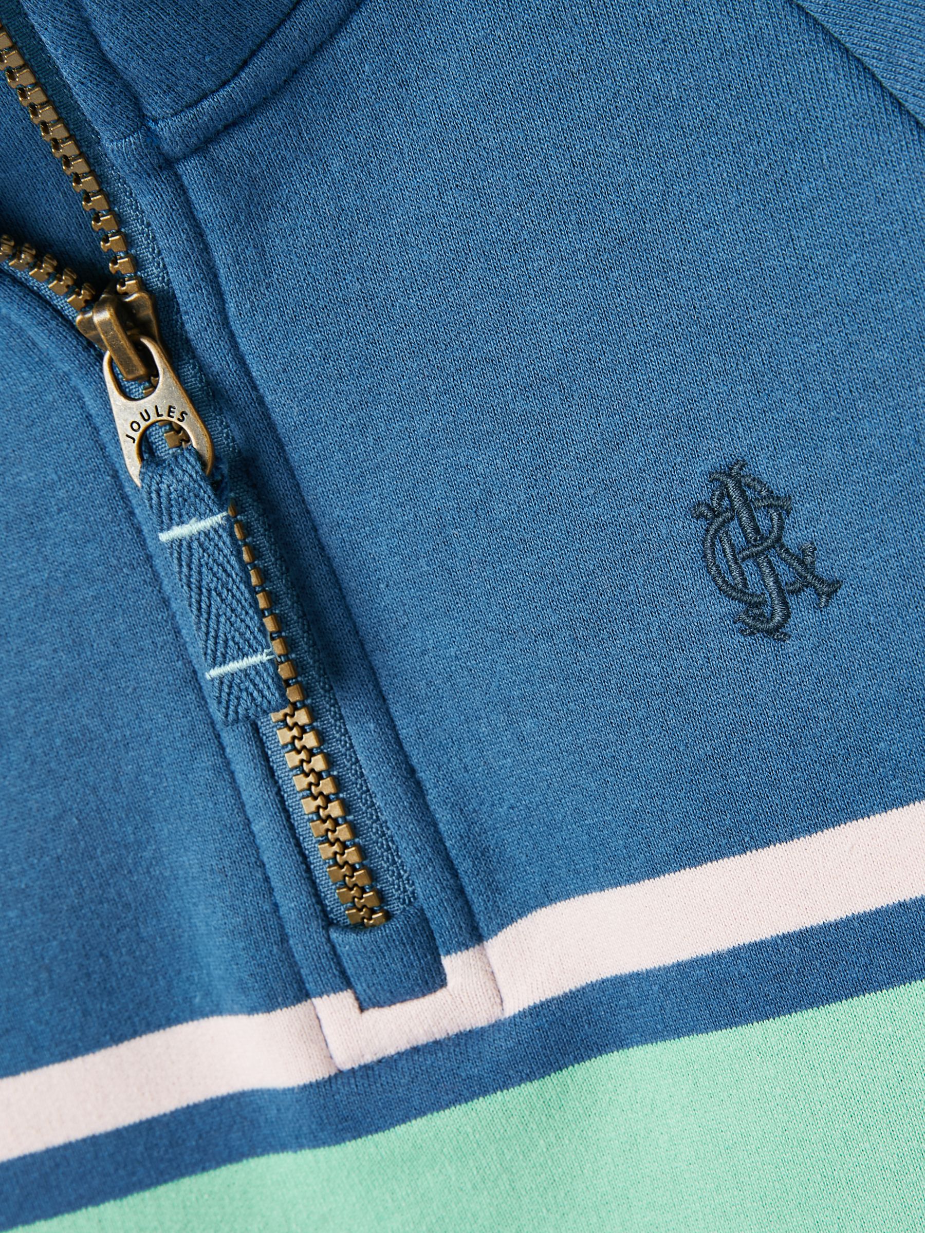 Finn Blue Striped Quarter Zip Sweatshirt - Image 5 of 6