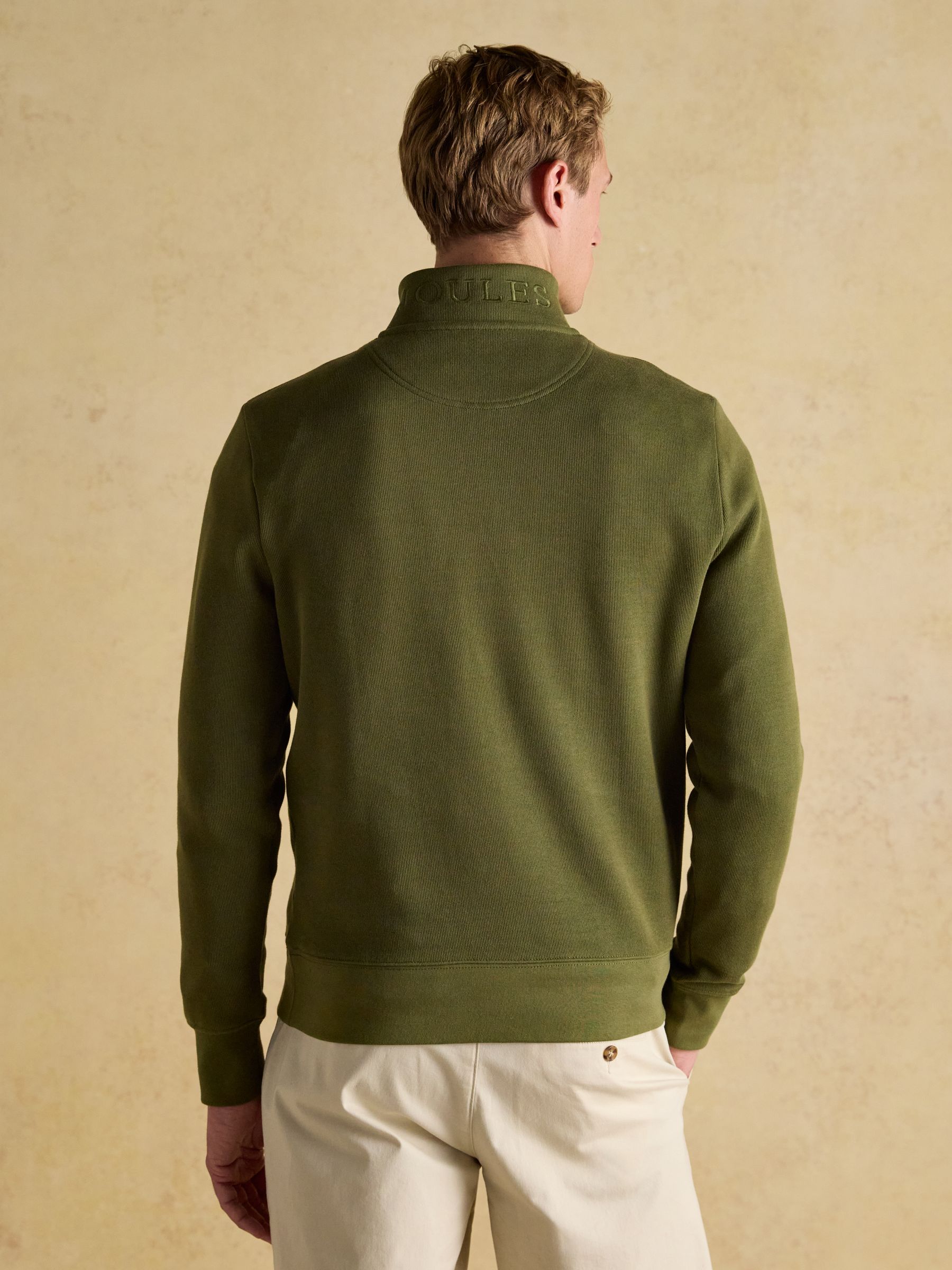 Alistair Khaki Green Quarter Zip Cotton Sweatshirt - Image 2 of 7