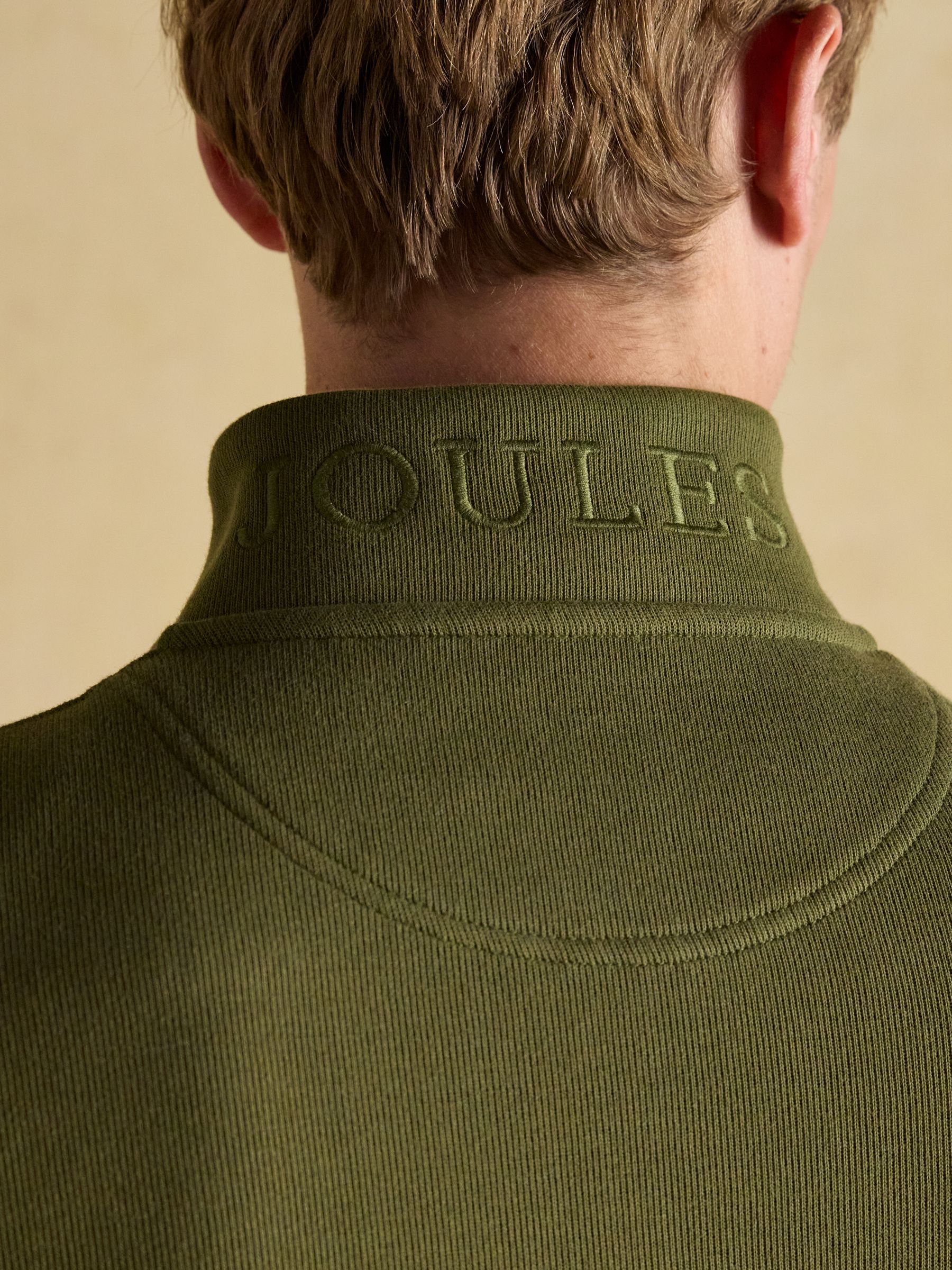 Alistair Khaki Green Quarter Zip Cotton Sweatshirt - Image 7 of 7