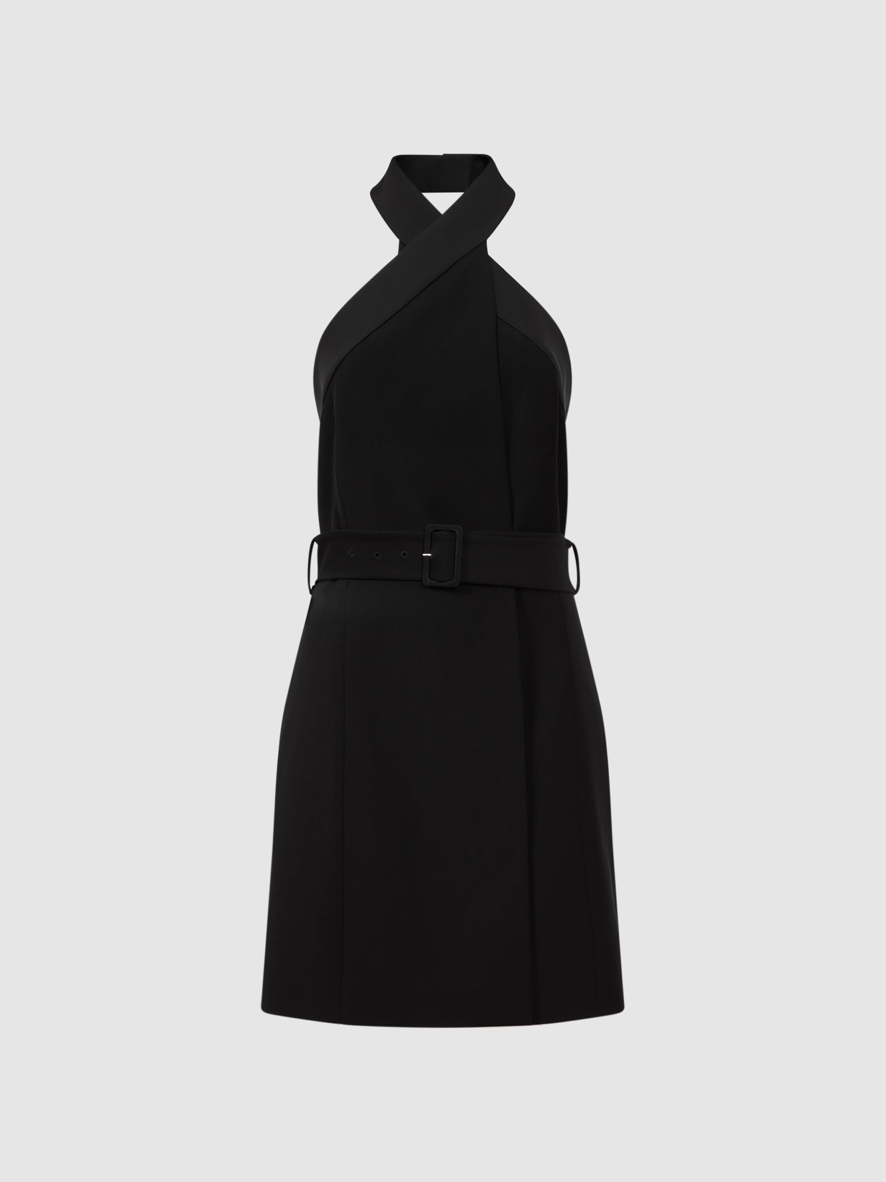 Fitted Halter Neck Mini Dress in Black - Image 2 of 4