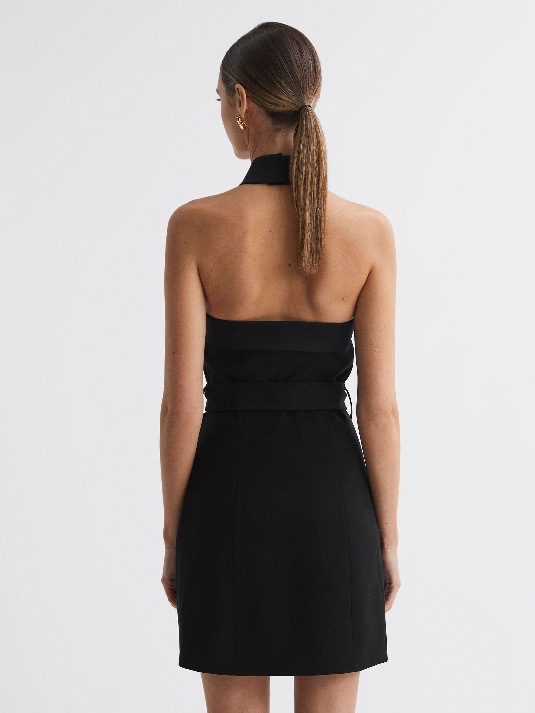 black halter neck dress short Veloria Halterneck Mini Dress in Black Chiffon with Lining , Halter Neck