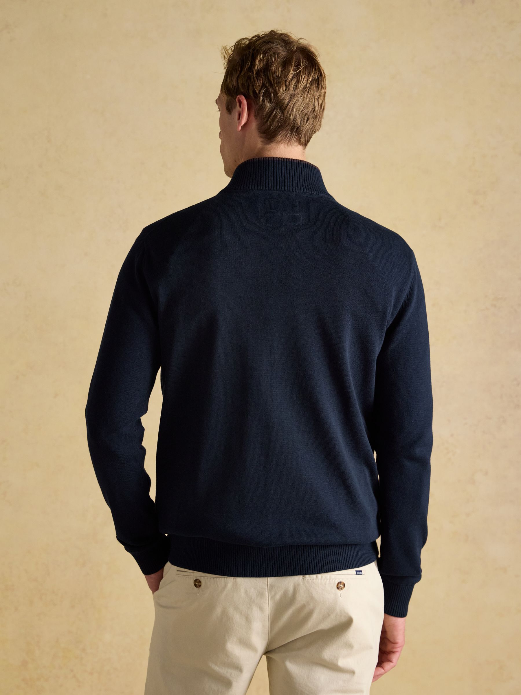 Hillside Navy Blue Quarter Zip Knitted Jumper | Joules