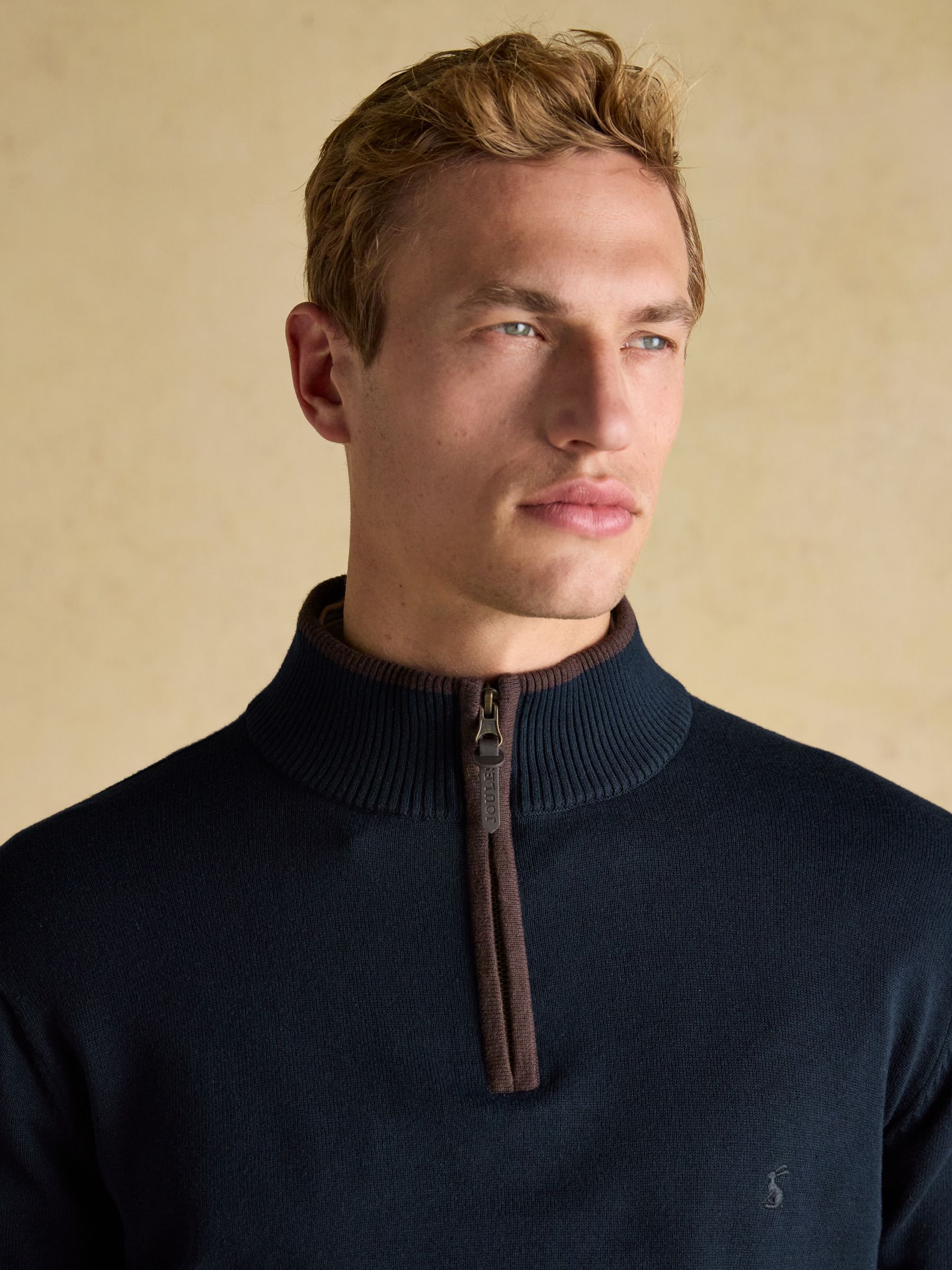 Hillside Navy Blue Quarter Zip Knitted Jumper - Image 4 of 7