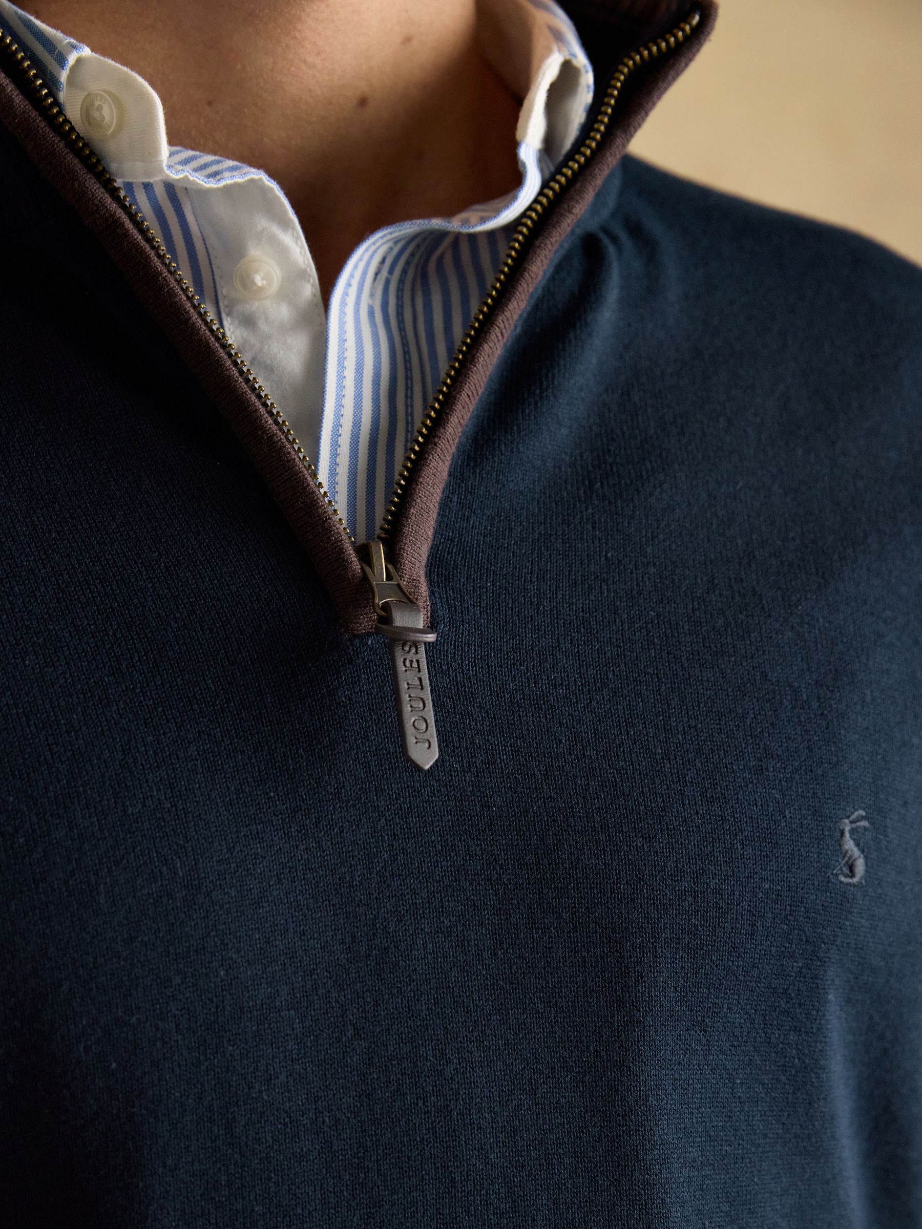 Hillside Navy Blue Quarter Zip Knitted Jumper - Image 5 of 7