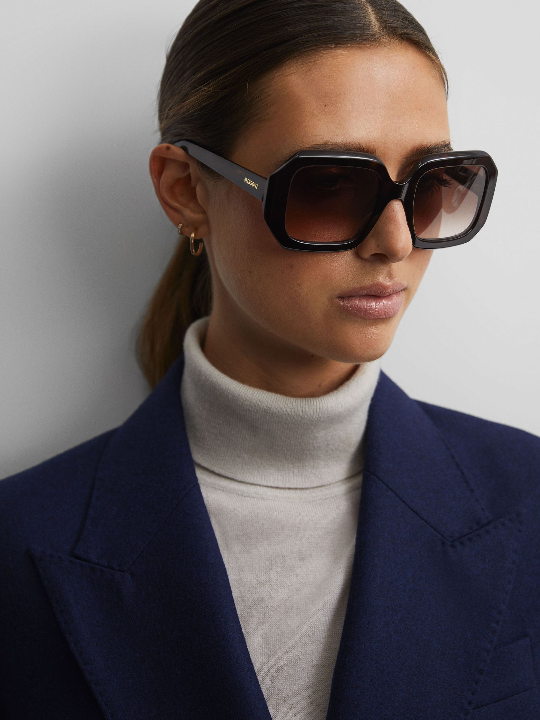 Missoni Eyewear Angular Tortoiseshell Sunglasses in Brown - Image 2 of 5