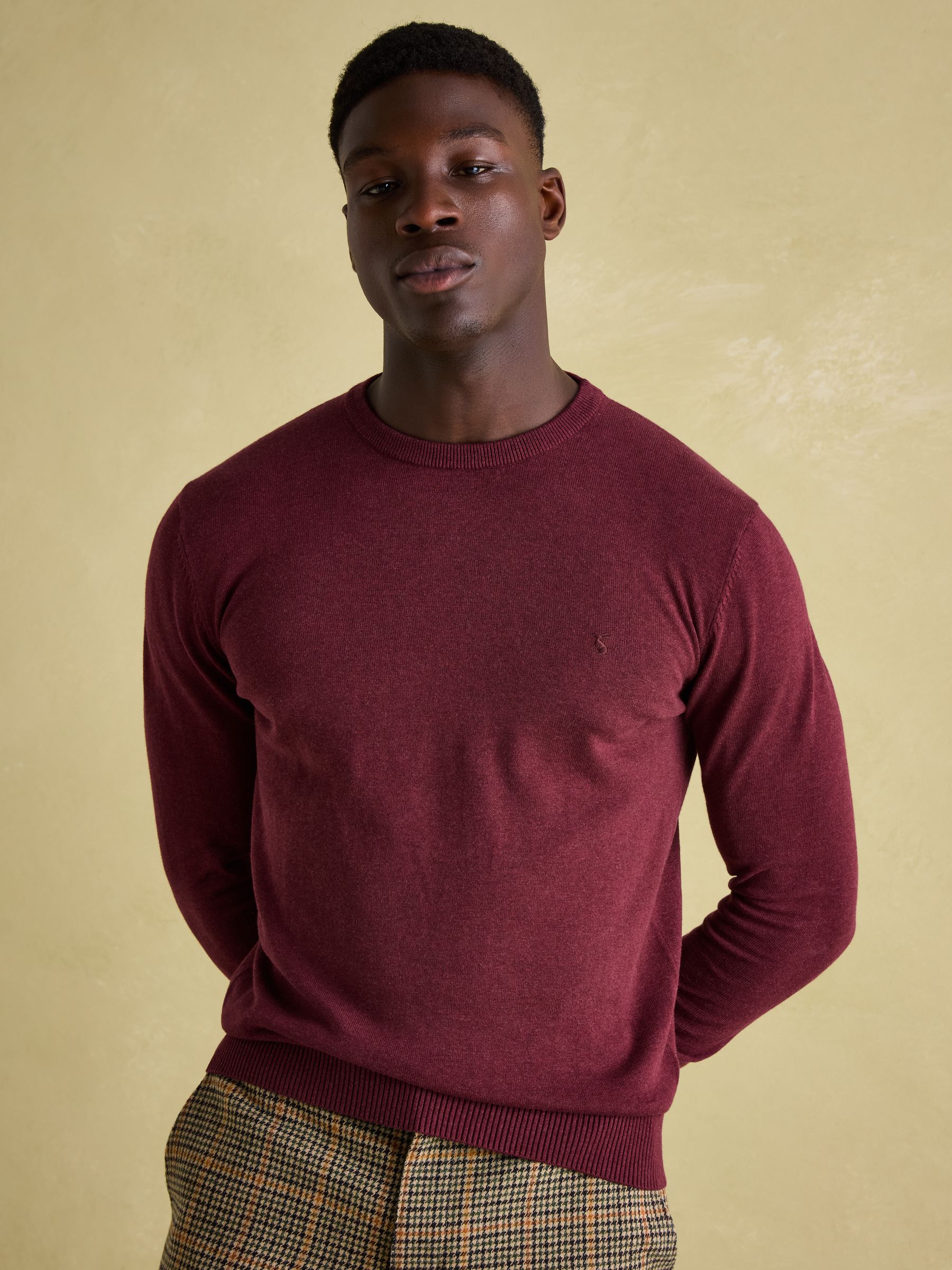 Hillside Burgundy Crew Neck Knitted Jumper - Image 1 of 7