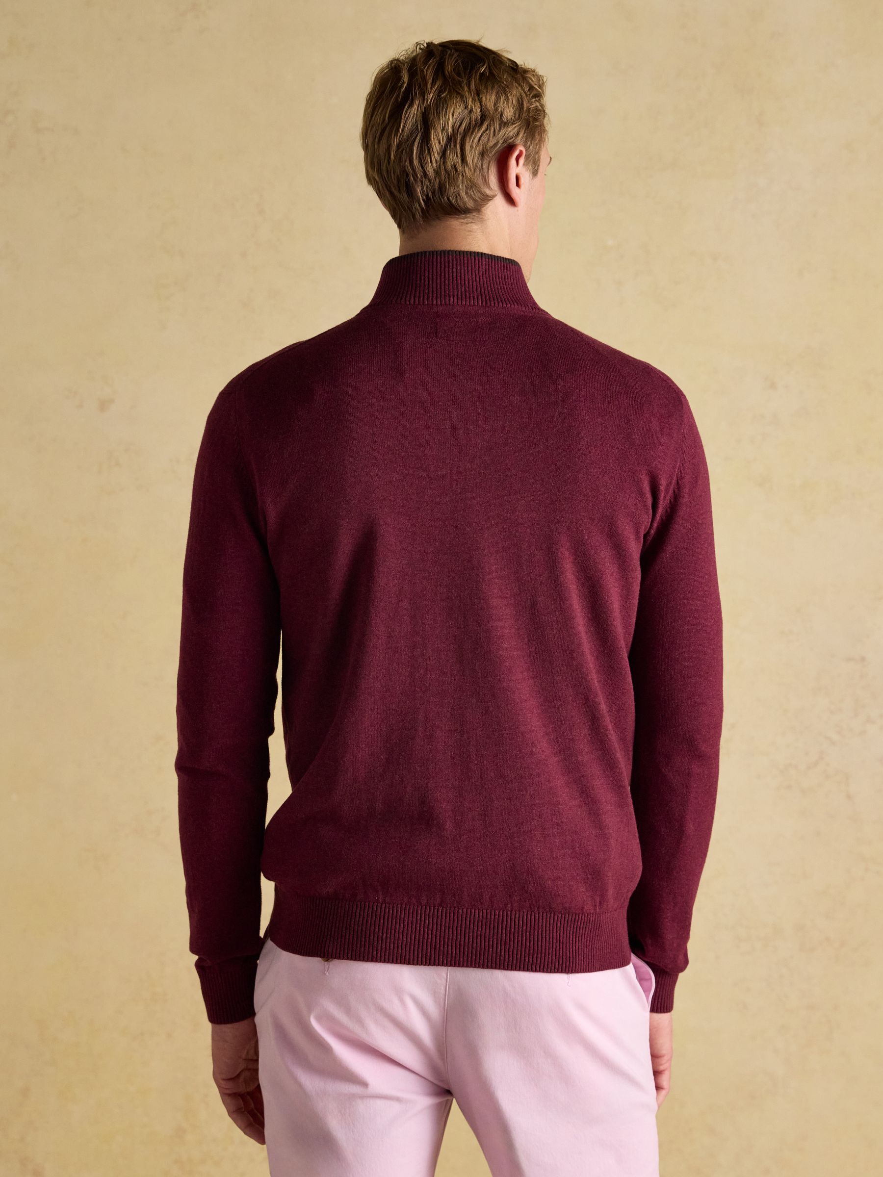 Hillside Burgundy Quarter Zip Knitted Jumper - Image 2 of 6