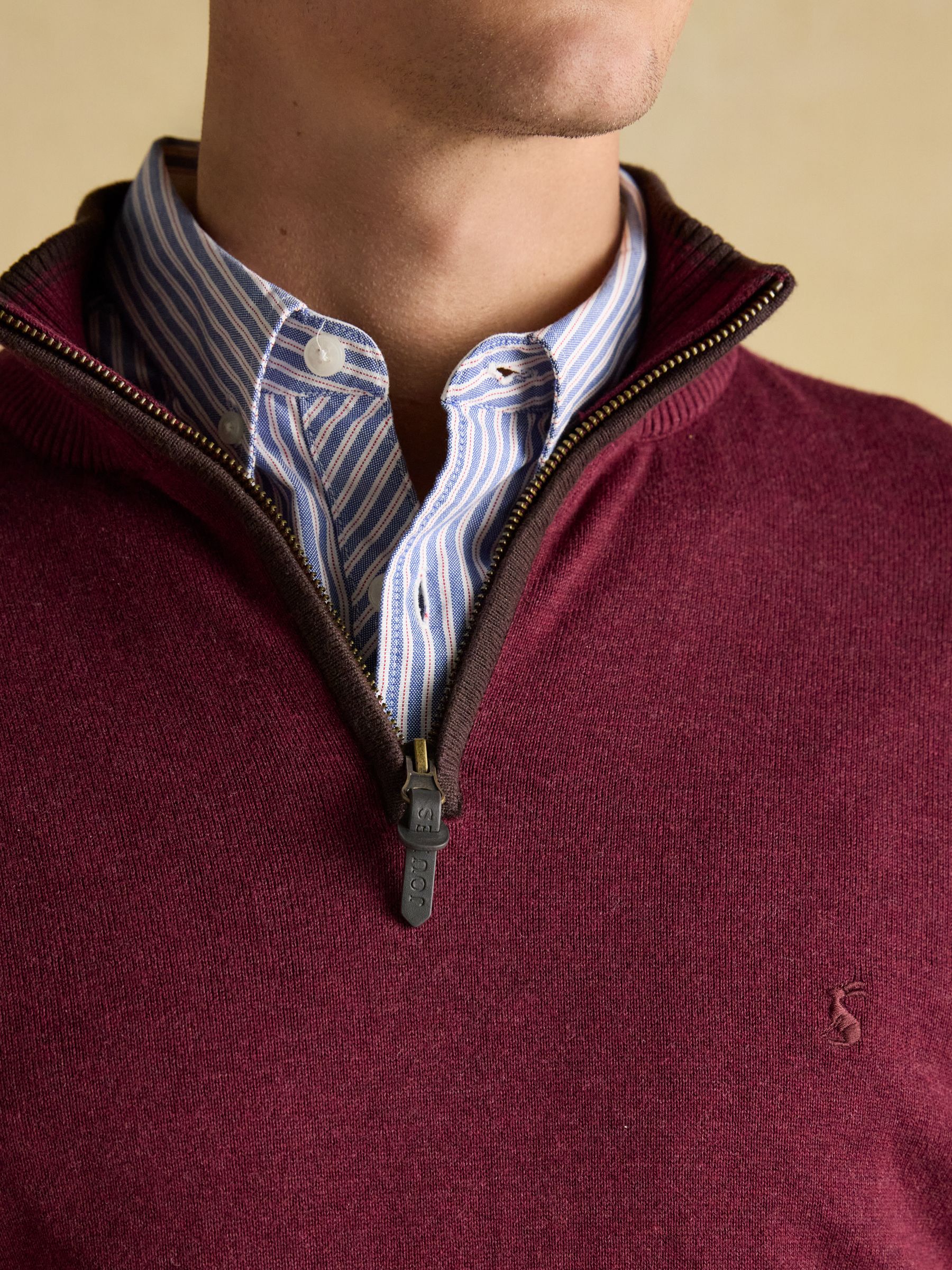 Hillside Burgundy Quarter Zip Knitted Jumper - Image 5 of 6