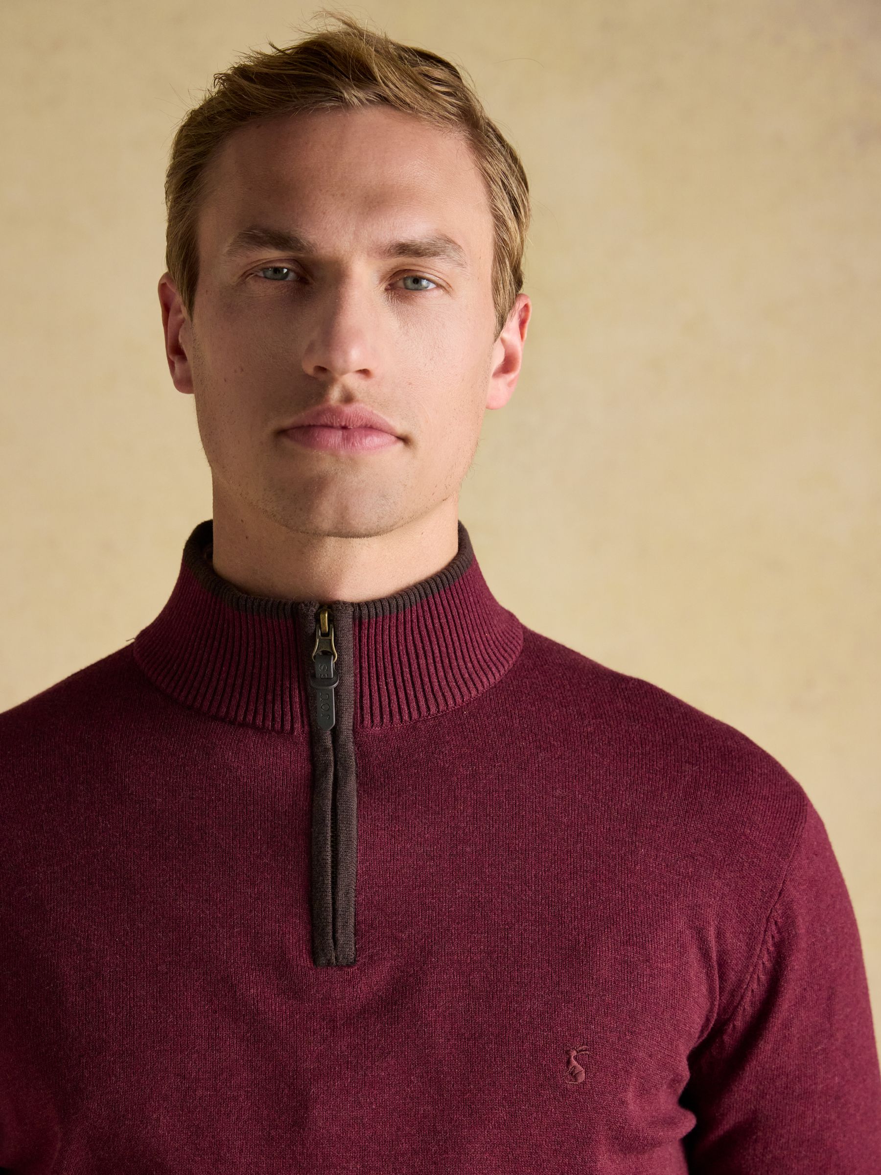 Hillside Burgundy Quarter Zip Knitted Jumper - Image 6 of 6