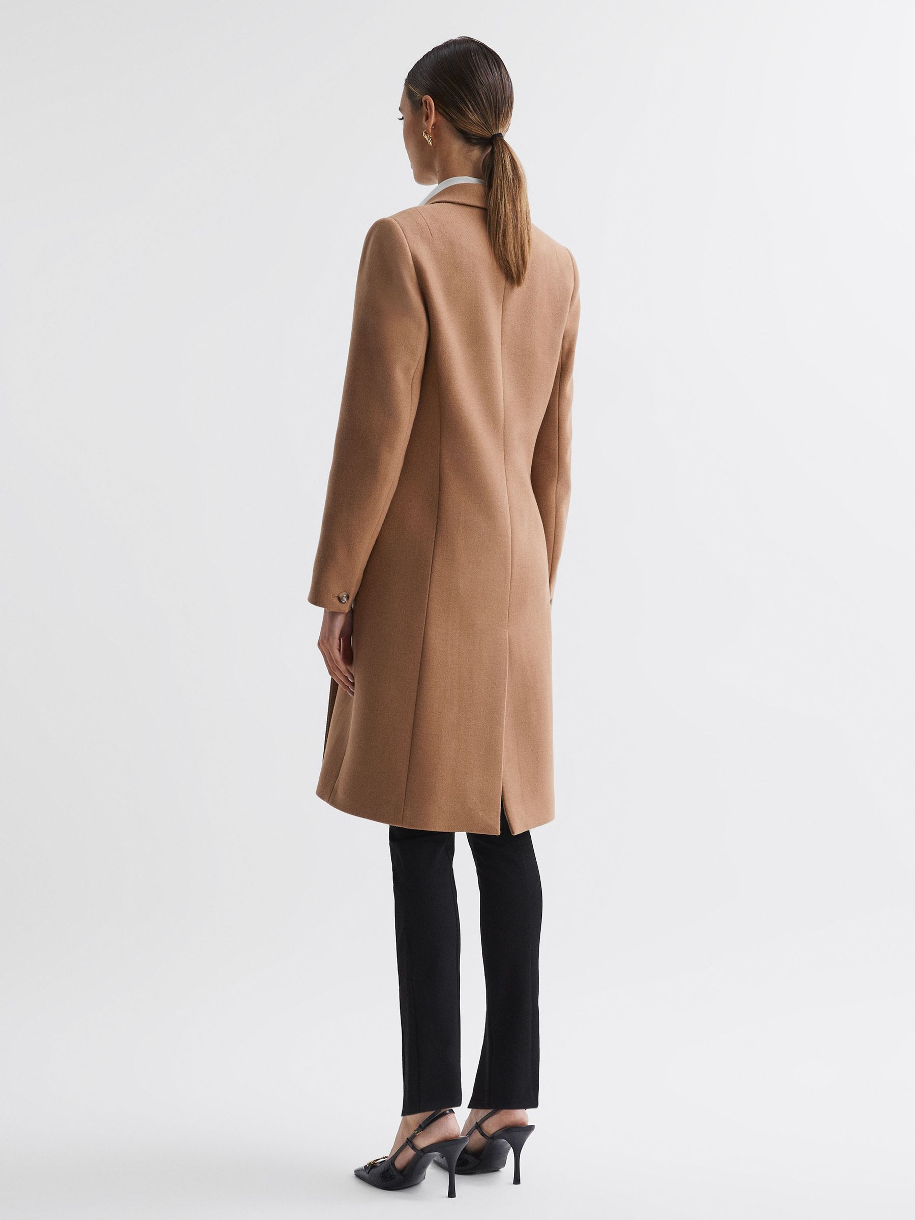 Wool Blend Double Breasted Coat in Camel - Image 6 of 7