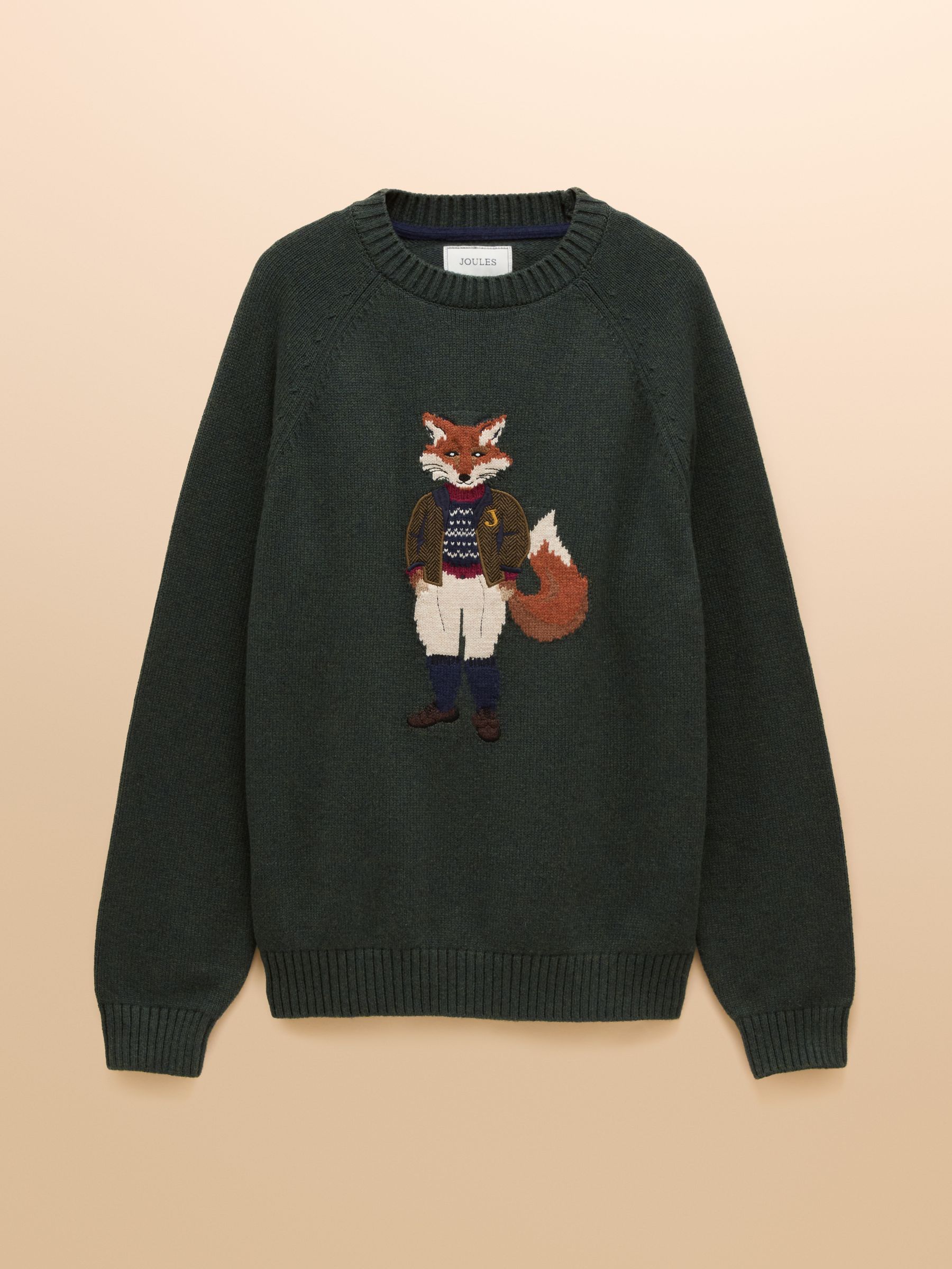 Jonty Fox Green Intarsia Crew Knit Jumper - Image 11 of 11