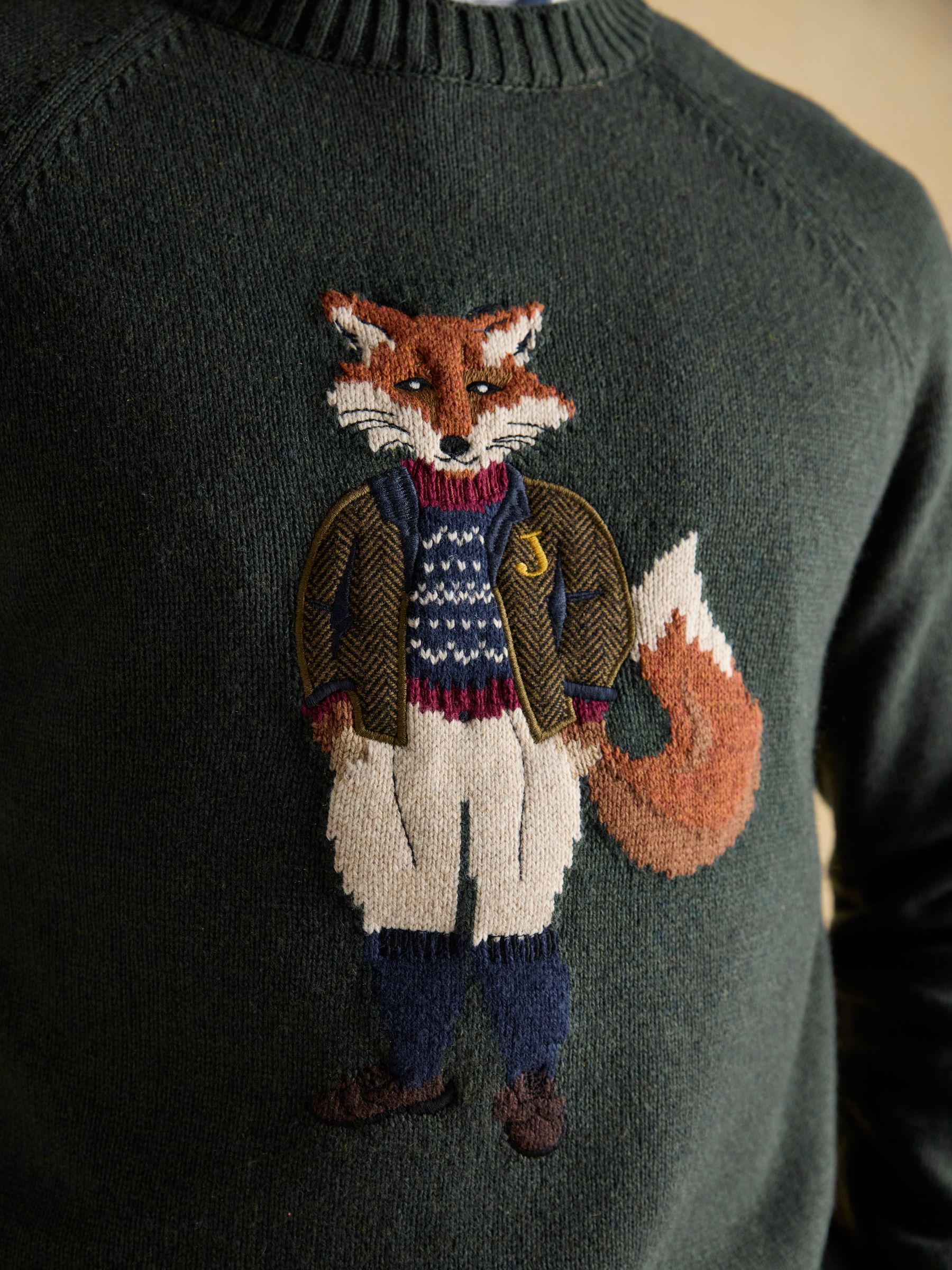 Jonty Green Intarsia Crew Knit Jumper - Image 4 of 7