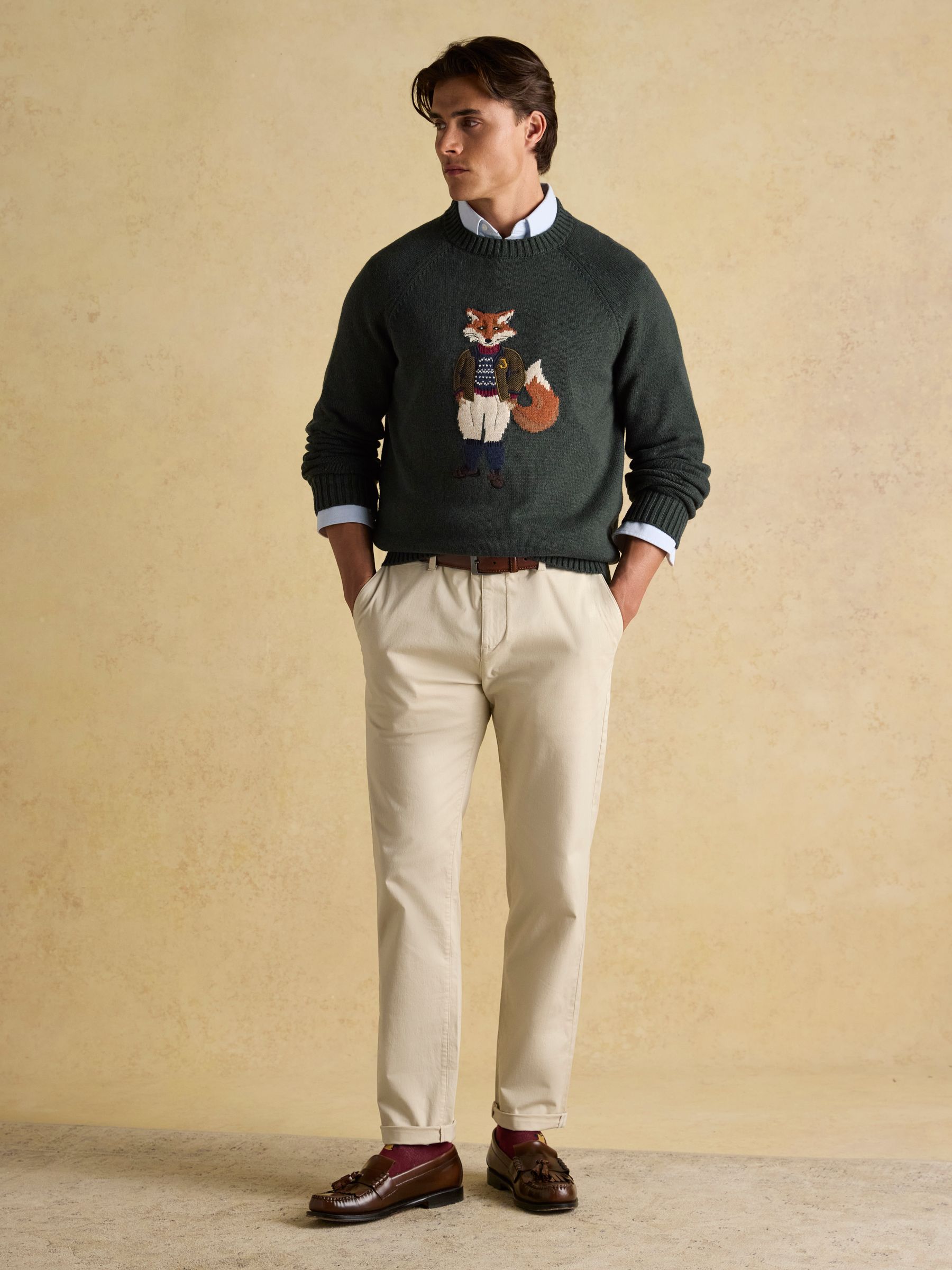 Jonty Green Intarsia Crew Knit Jumper - Image 5 of 7