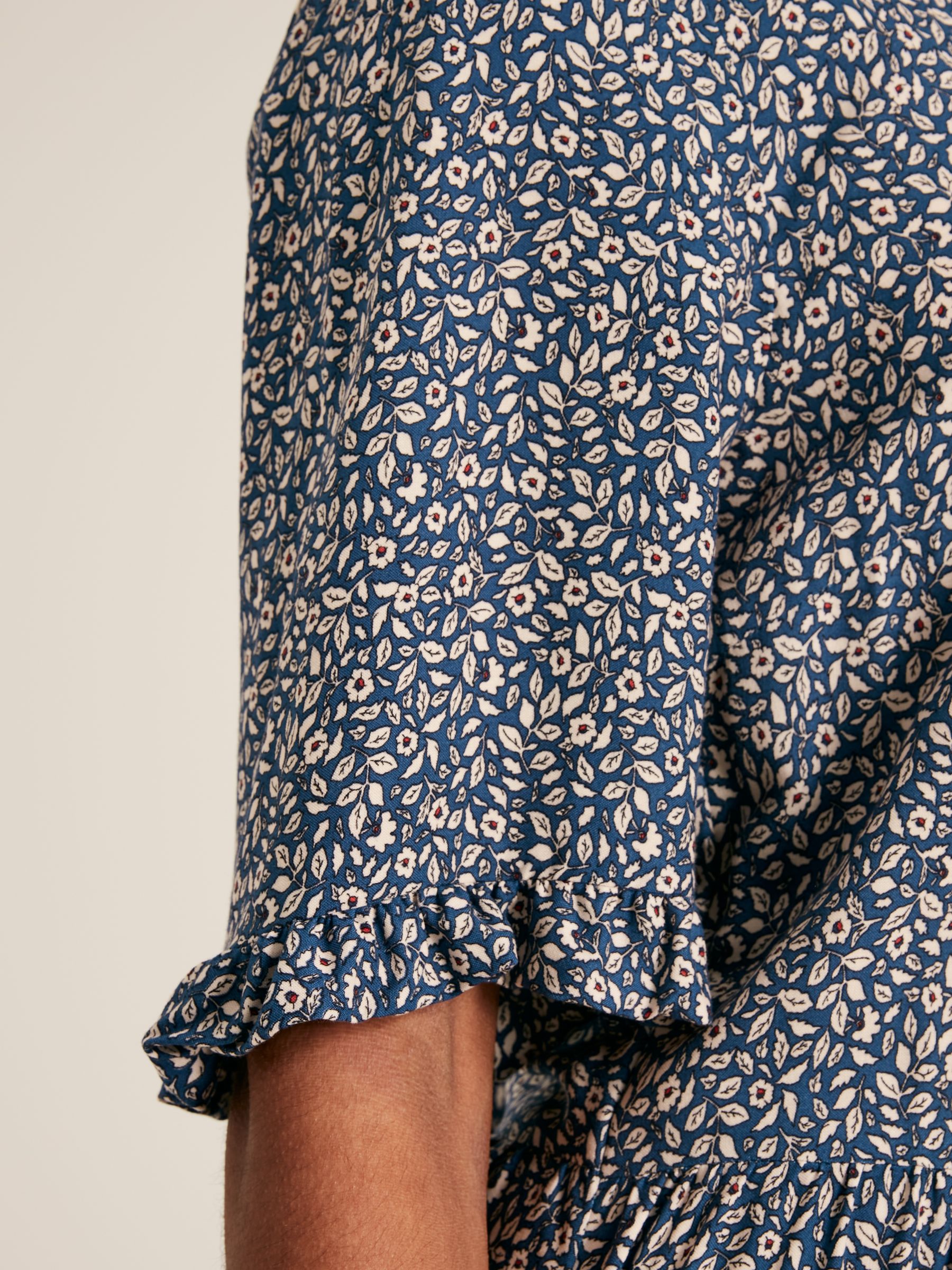 Layla Blue Frill Hem Floral Midi Dress - Image 5 of 7