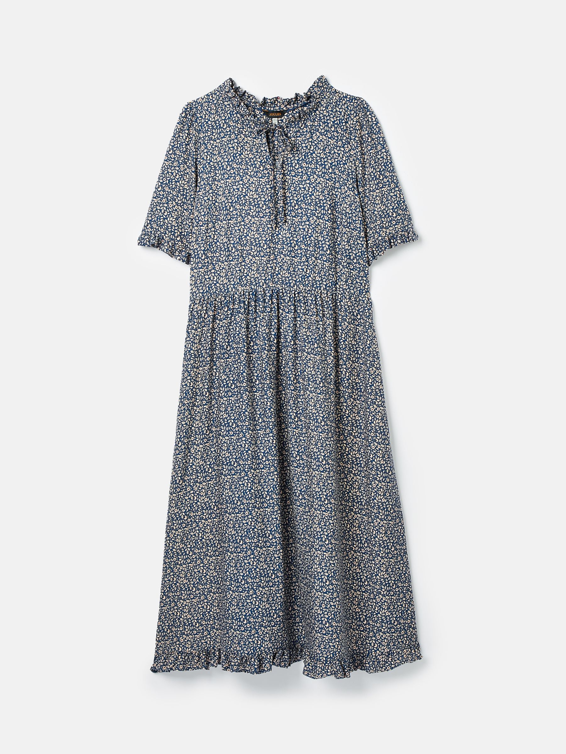 Layla Blue Frill Hem Floral Midi Dress - Image 7 of 7