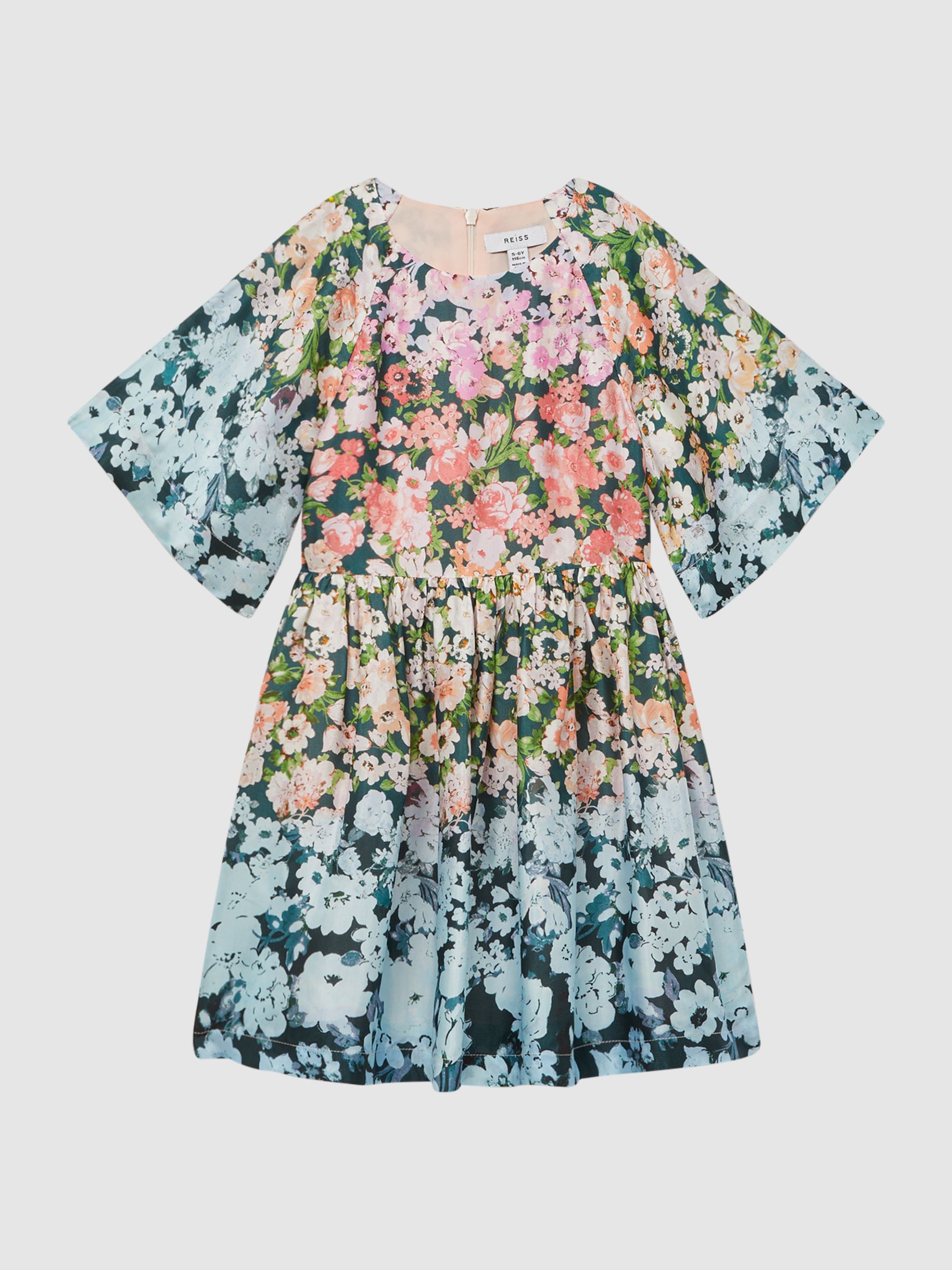 4-9 yrs Floral Print Bell Sleeve Dress in Multi - Image 2 of 6