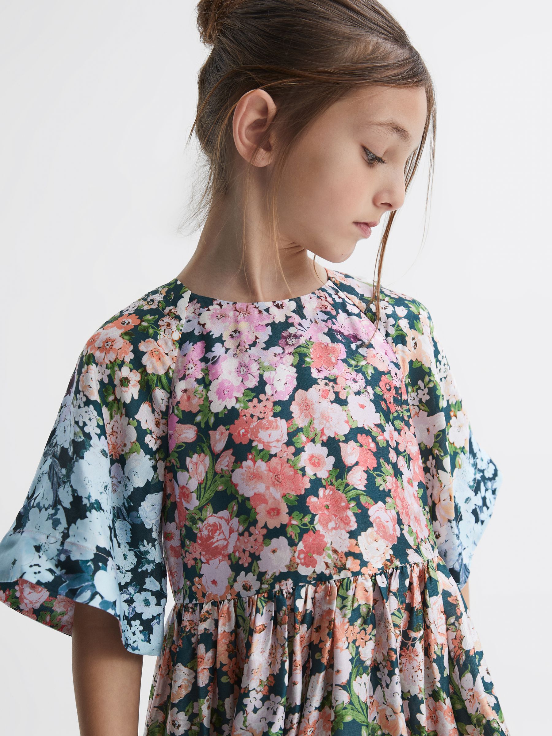 4-9 yrs Floral Print Bell Sleeve Dress in Multi - Image 4 of 6