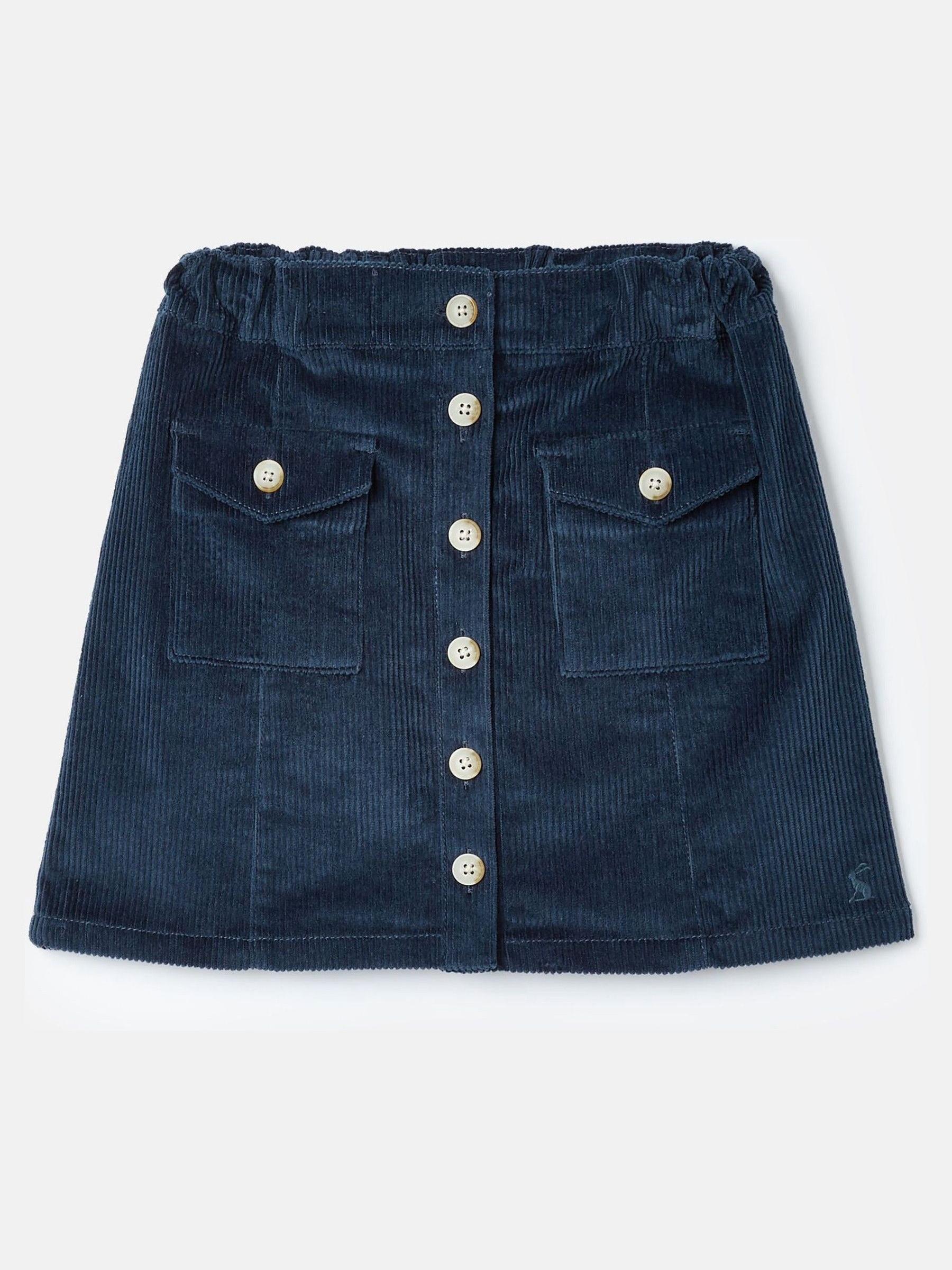 Victoria Navy Blue Kness Length Corduroy Skirt - Image 1 of 4