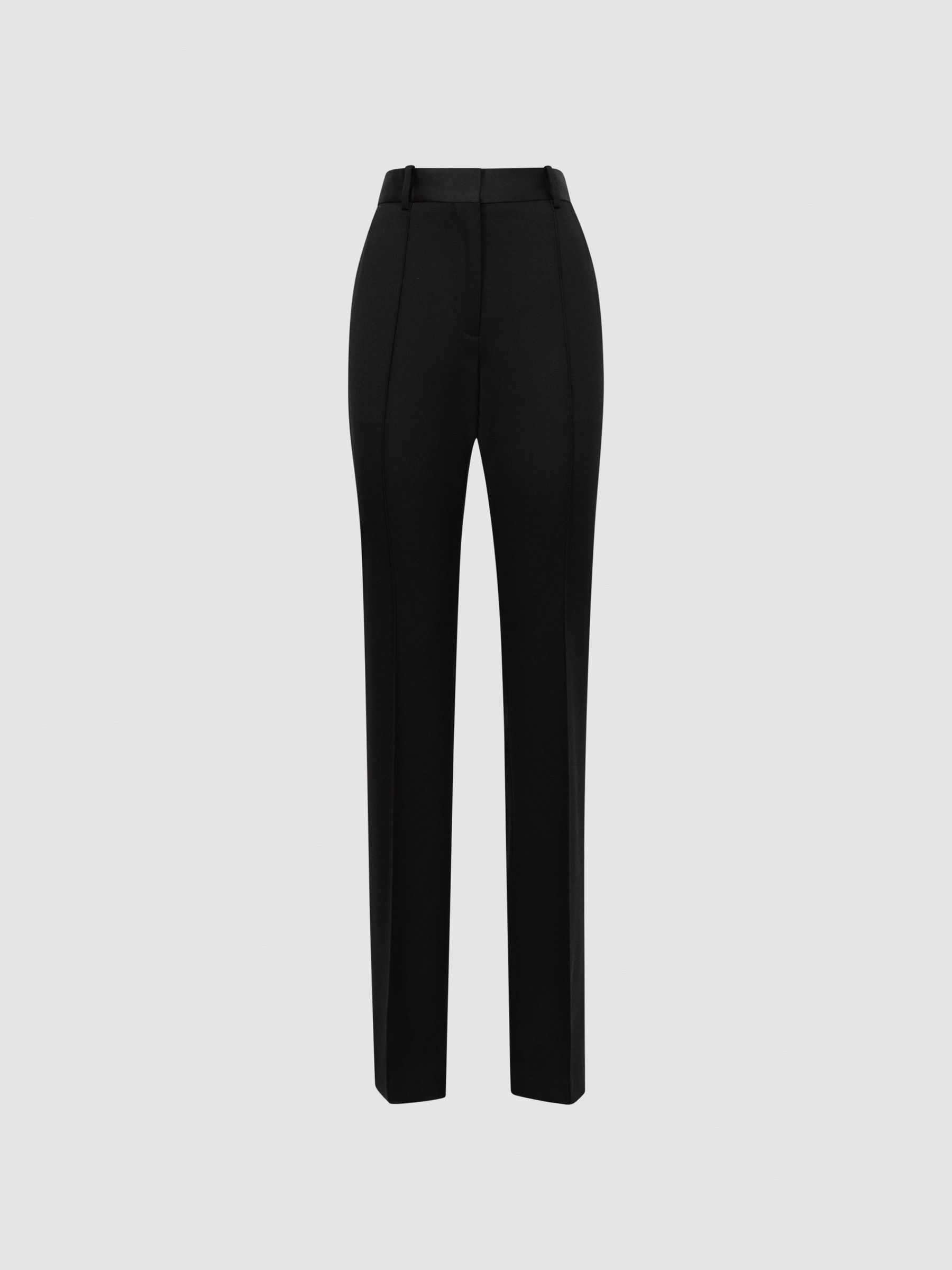 Flared Satin Waistband Suit Trousers in Black - Image 2 of 5