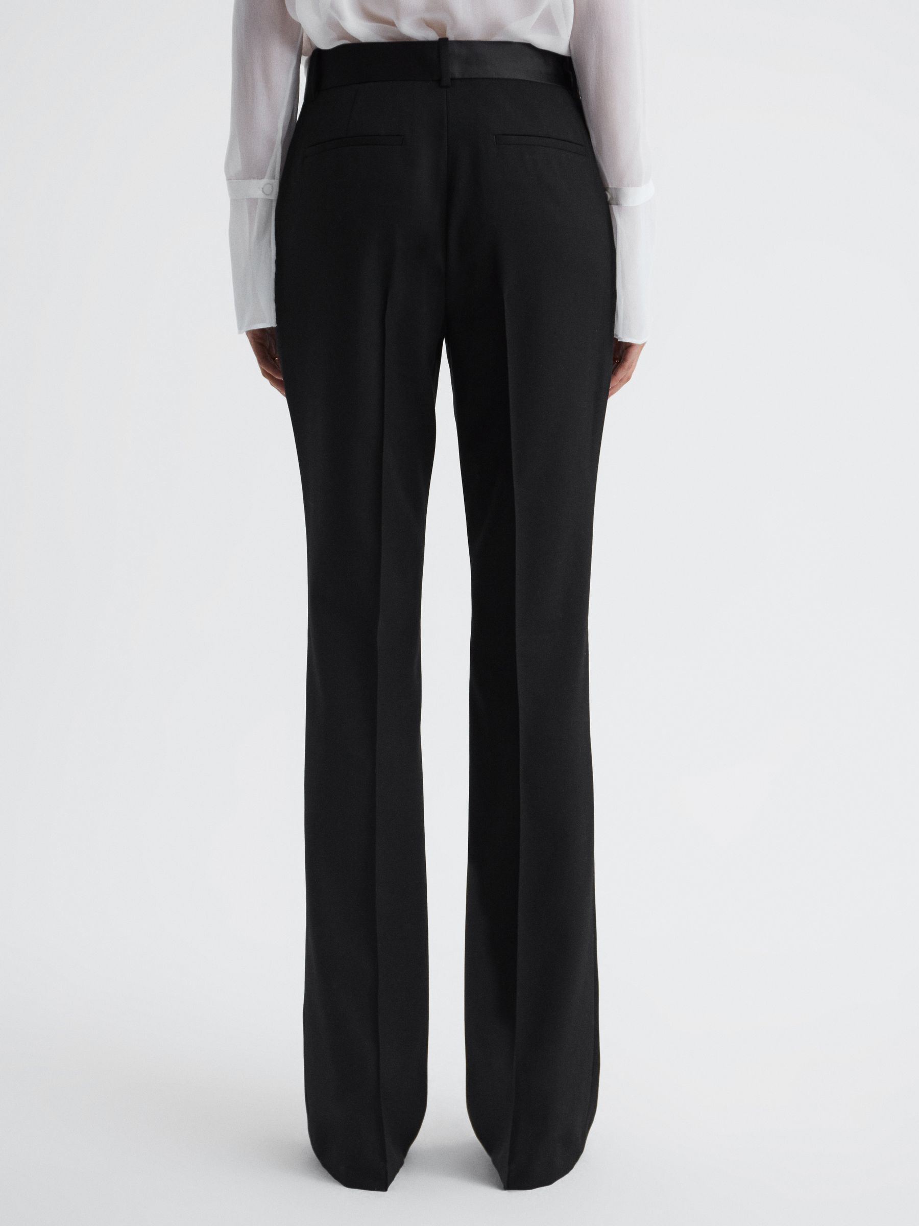 Flared Satin Waistband Suit Trousers in Black - Image 5 of 5