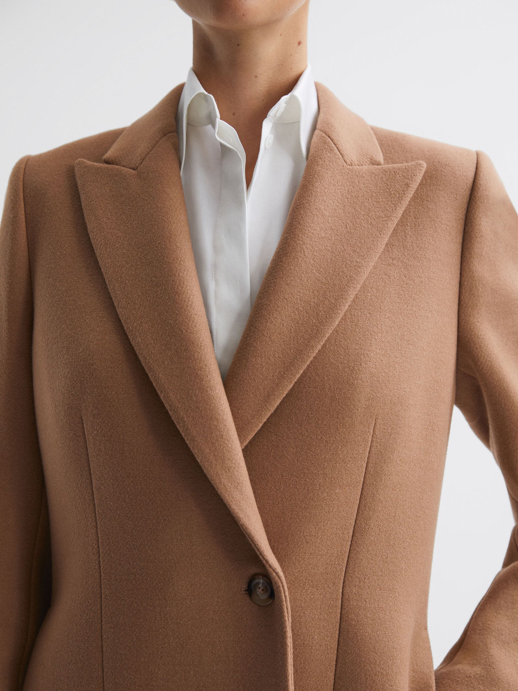 Wool Blend Double Breasted Coat in Camel - Image 4 of 6