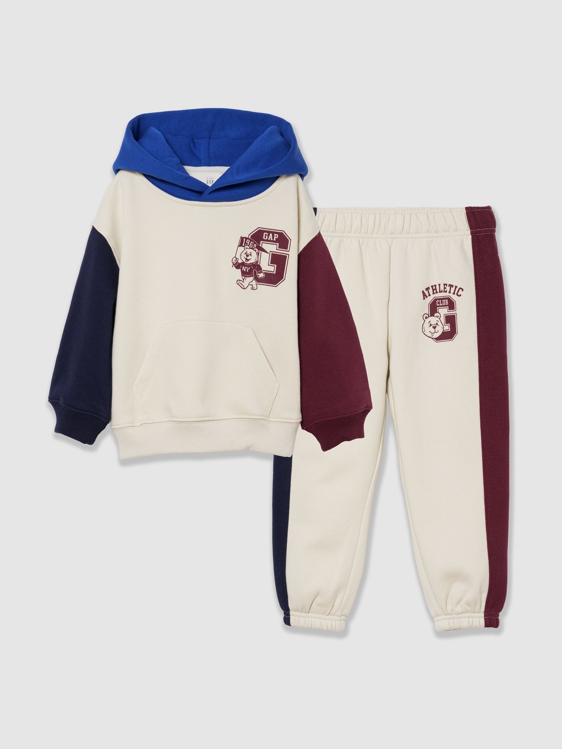 Cream/Burgundy VintageSoft Hoodie & Joggers Set - Image 1 of 5