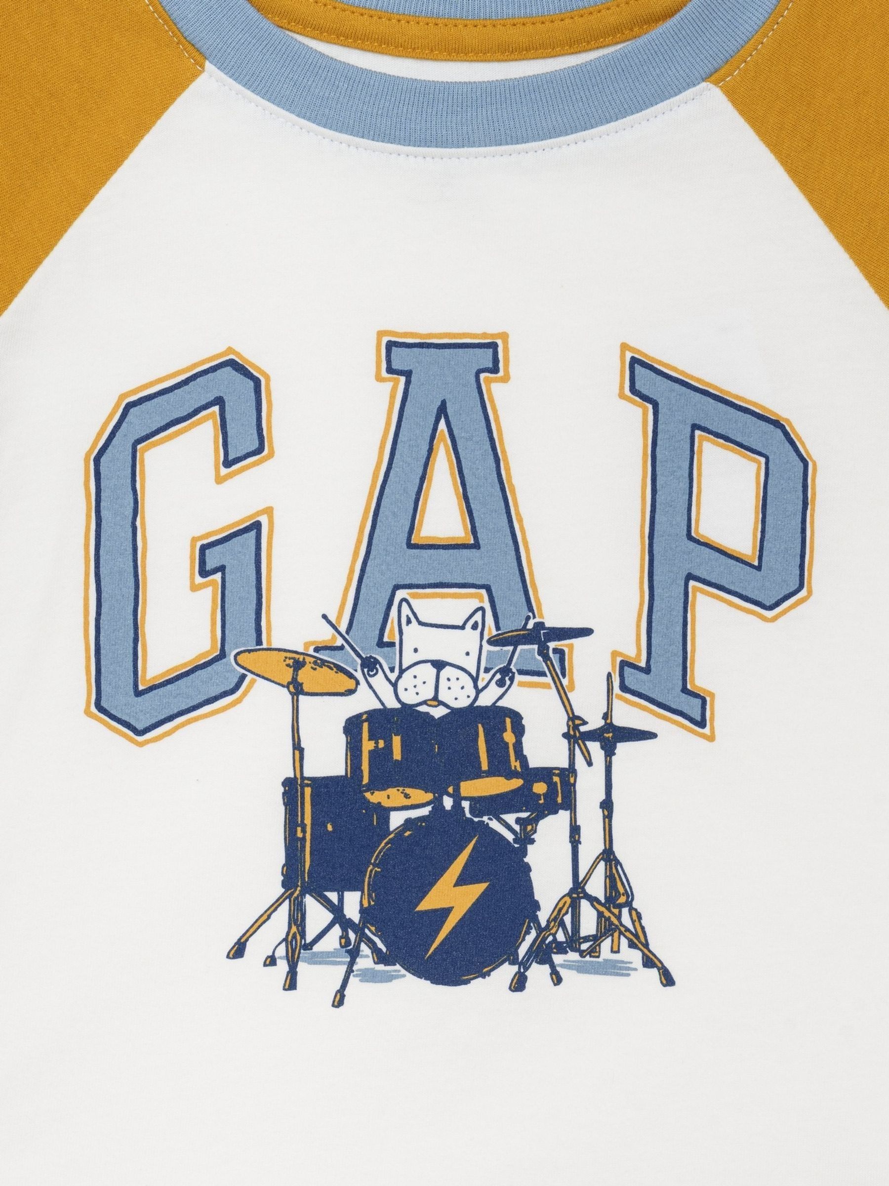 White/Yellow Drummer Colourblock Logo Long Sleeve T-Shirt - Image 3 of 3