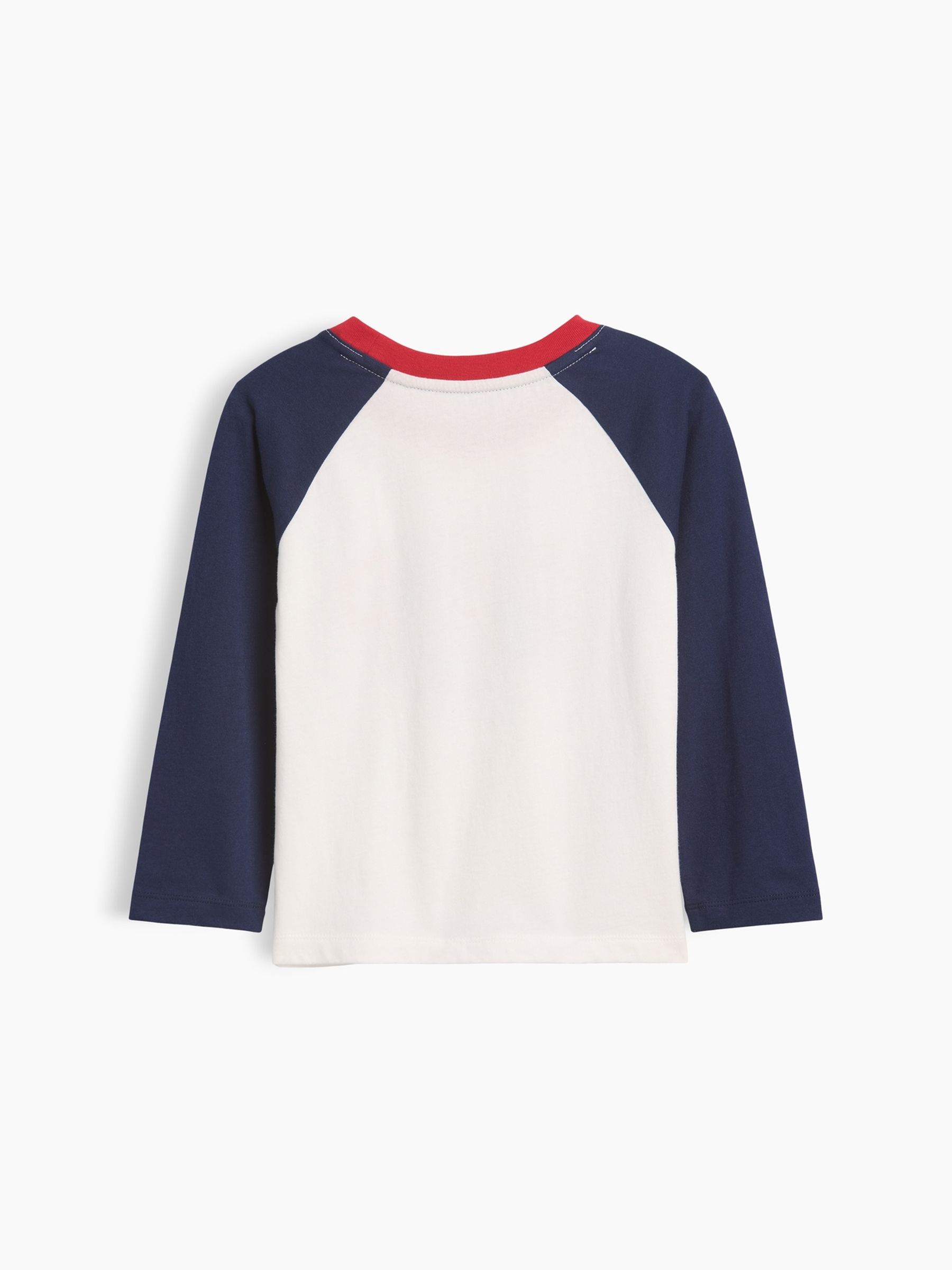 White/ Navy Dinosaur Colourblock Logo Long Sleeve T-Shirt - Image 2 of 2