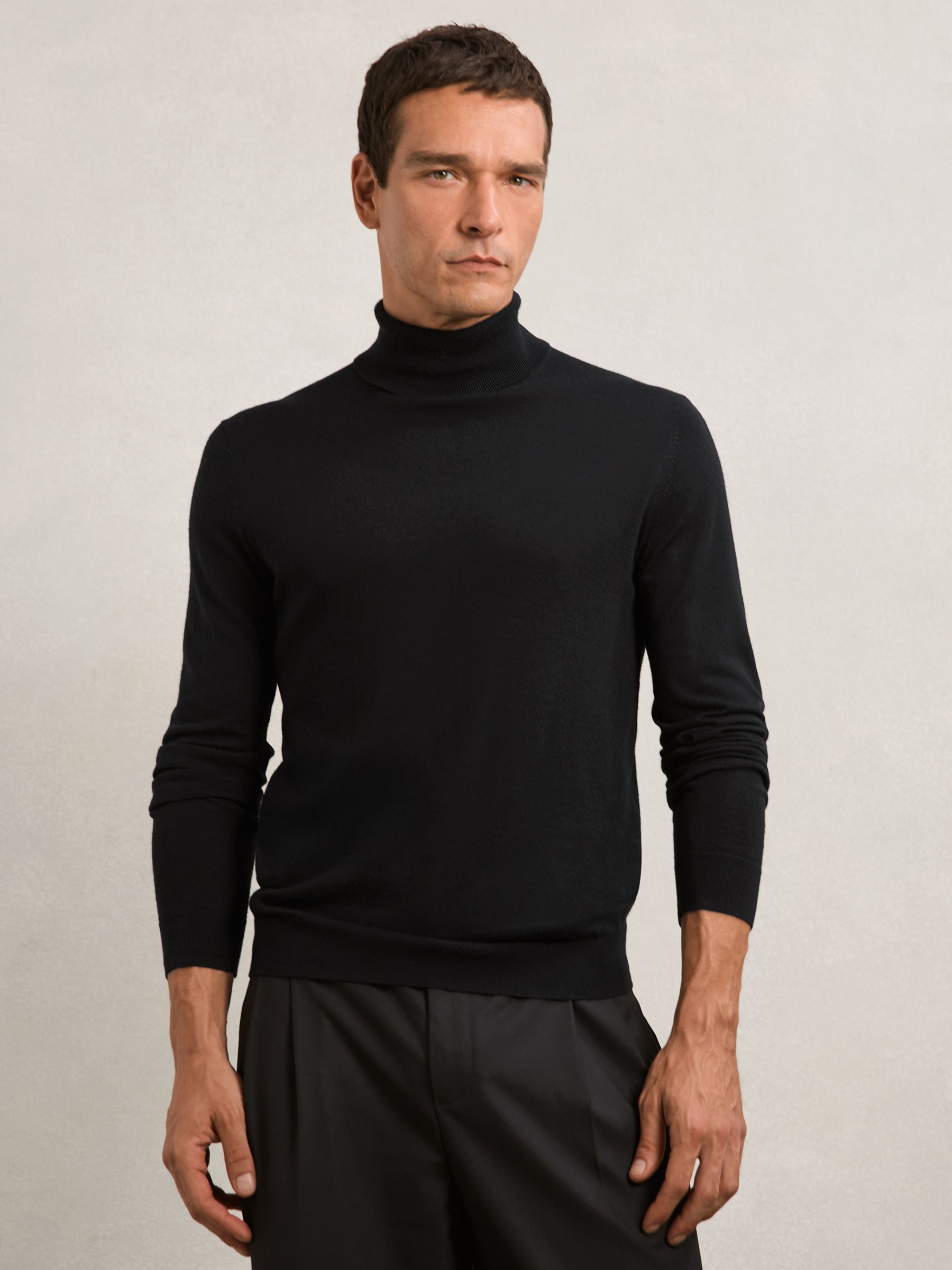 Merino Wool Roll-Neck Jumper in Black - image 4