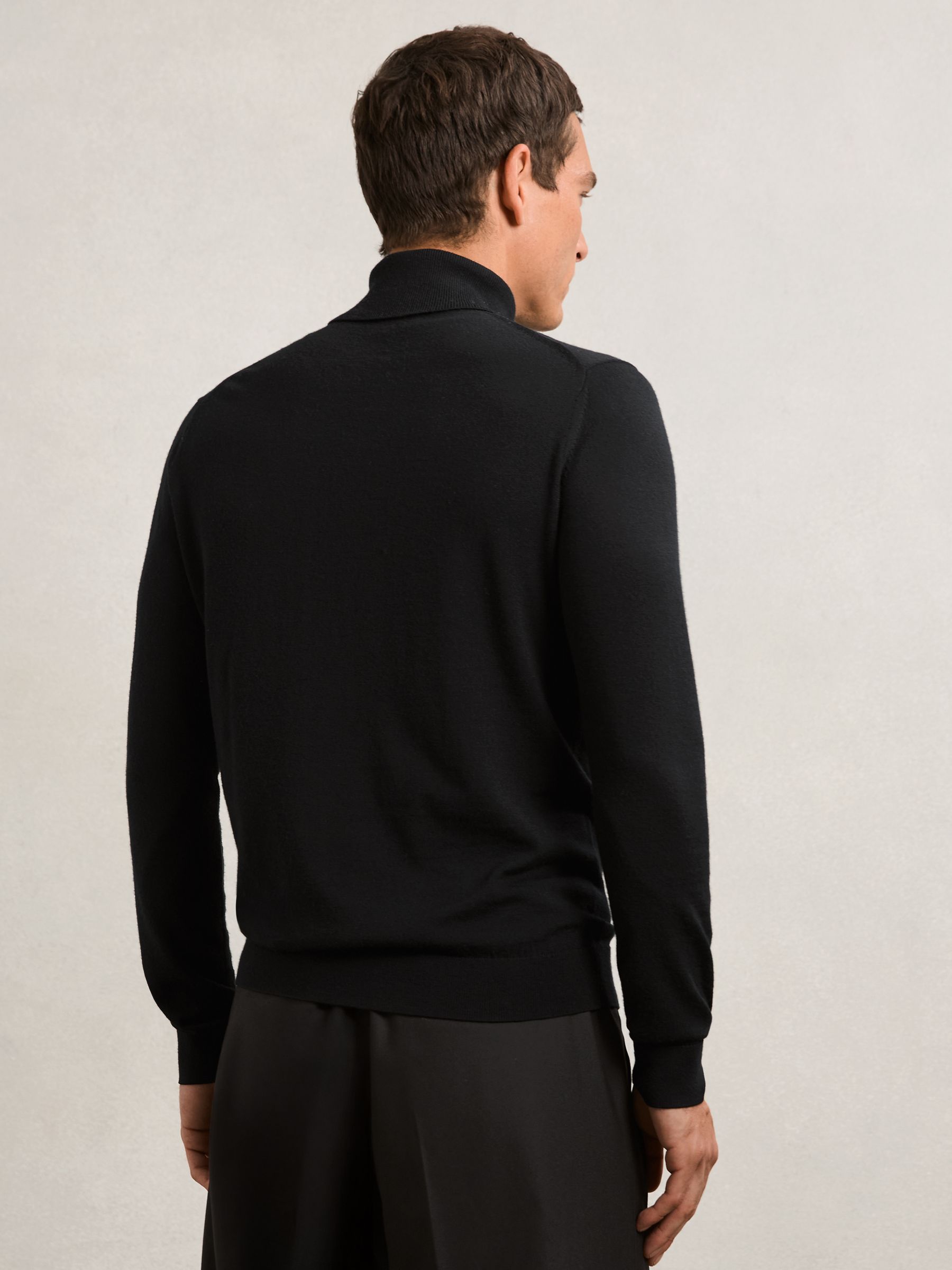 Merino Wool Roll-Neck Jumper in Black - image 3