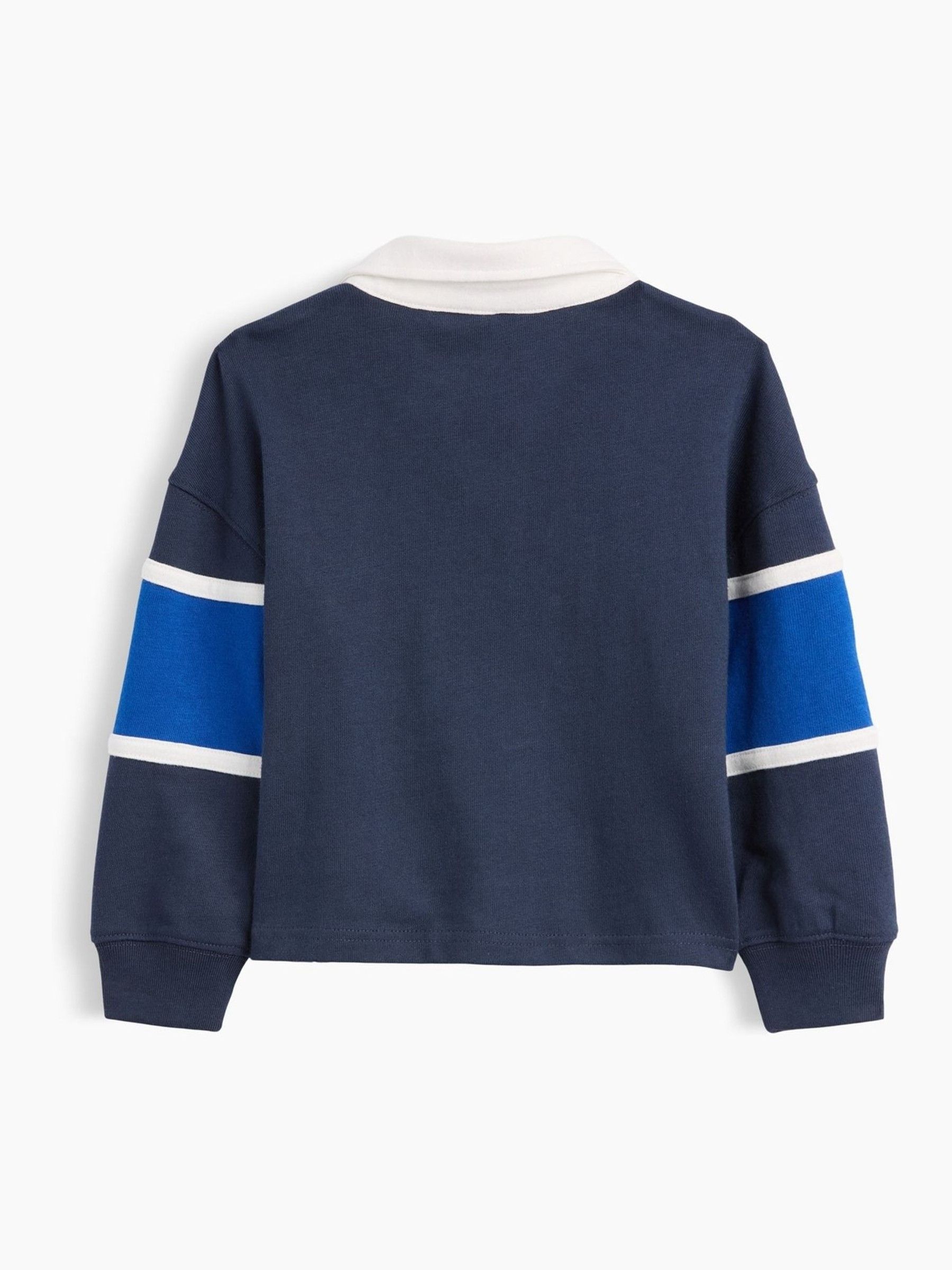 Navy/Blue Colourblock Rugby Polo Shirt - Image 3 of 4