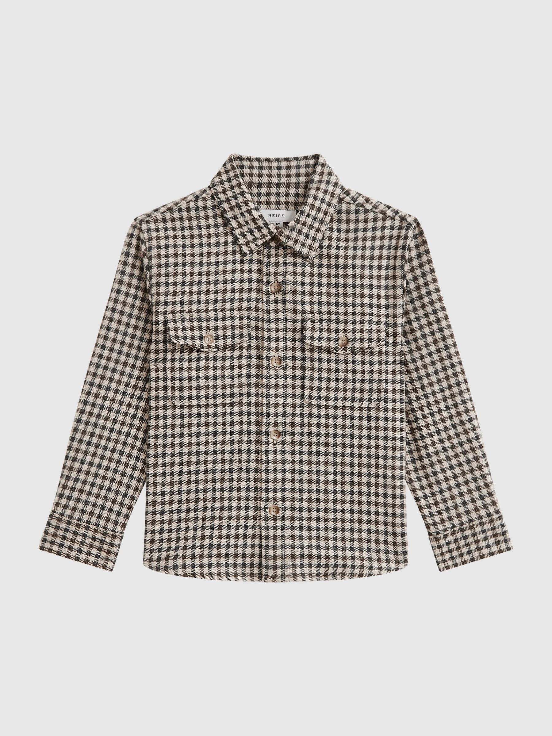 Senior Brushed Checked Overshirt in Chocolate Multi - Image 2 of 6