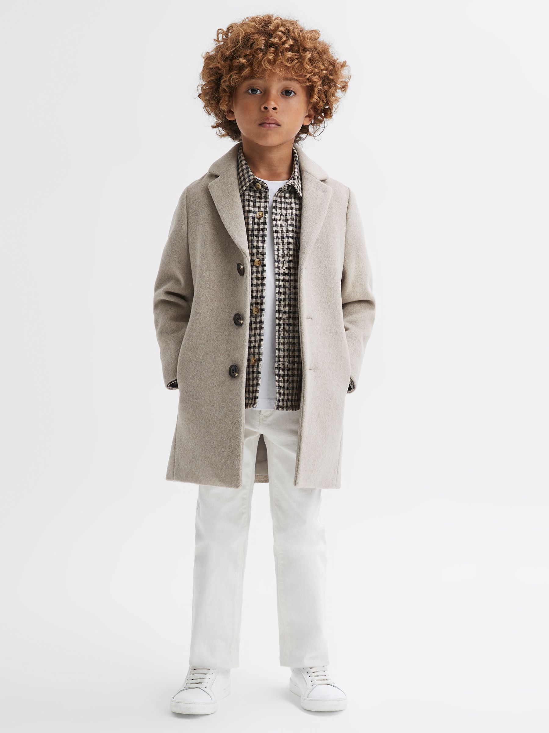 Senior Brushed Checked Overshirt in Chocolate Multi - Image 4 of 6