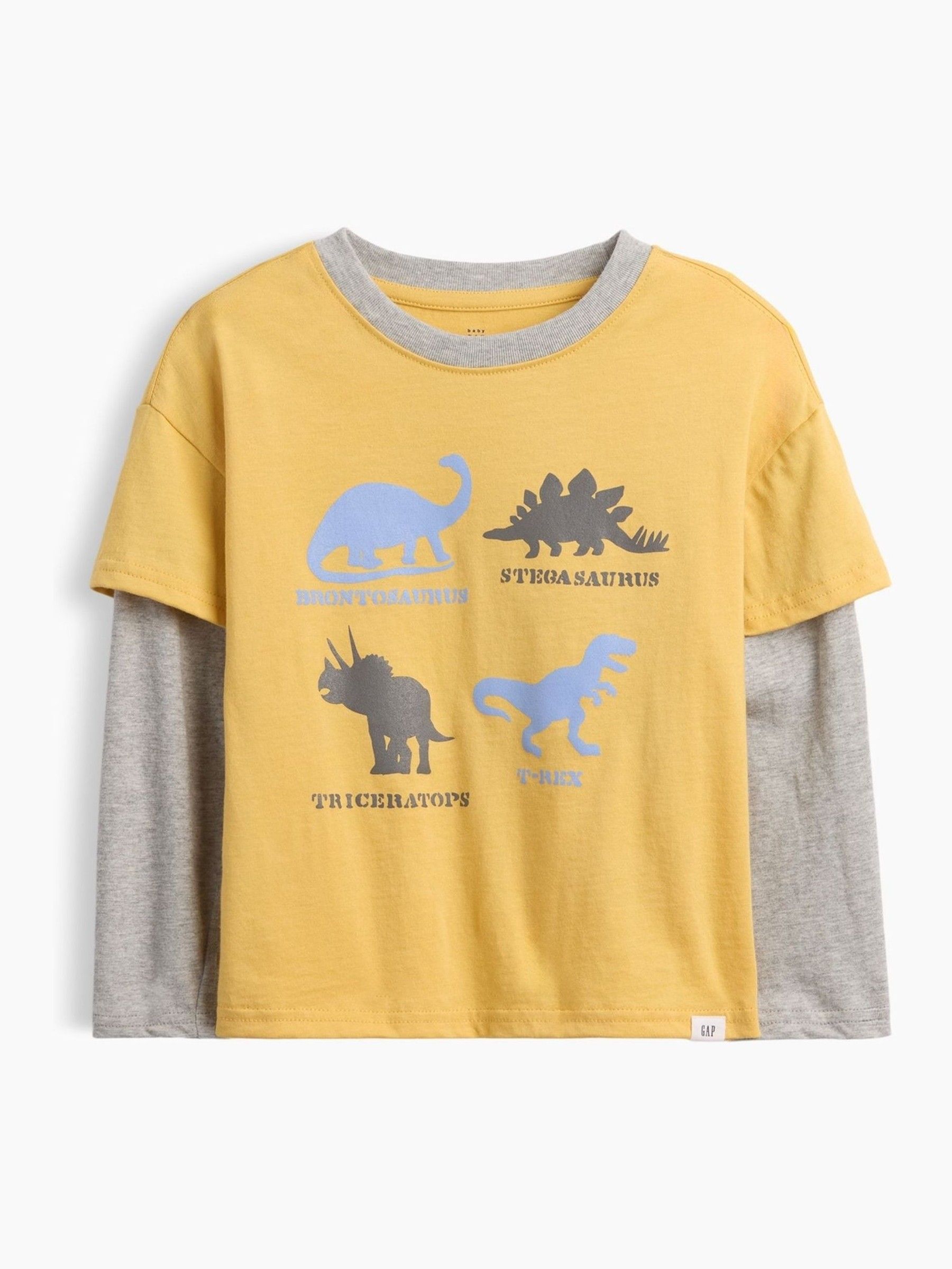 Yellow Dinosaur Graphic Long Sleeve T-Shirt - Image 1 of 3
