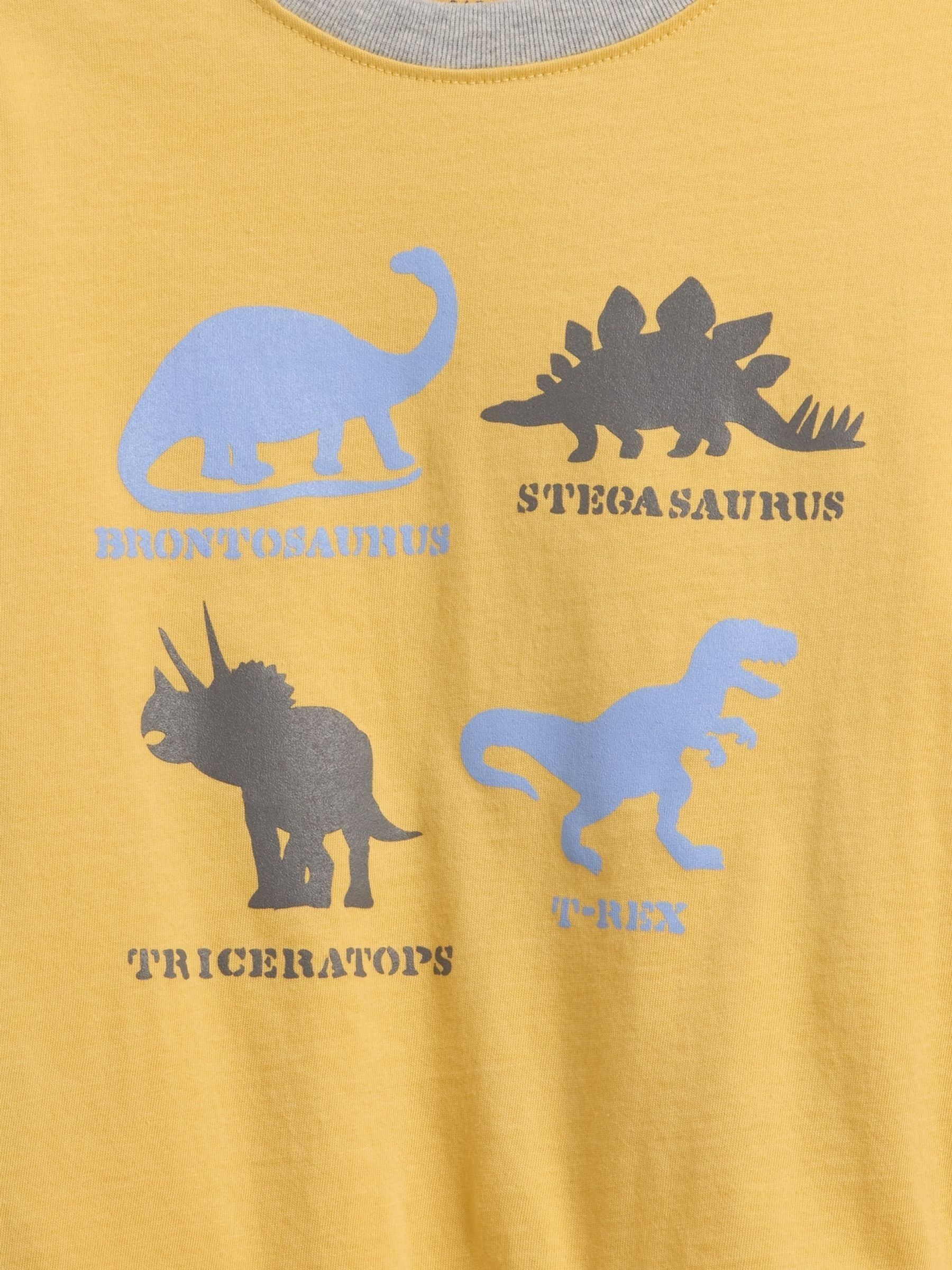 Yellow Dinosaur Graphic Long Sleeve T-Shirt - Image 3 of 3