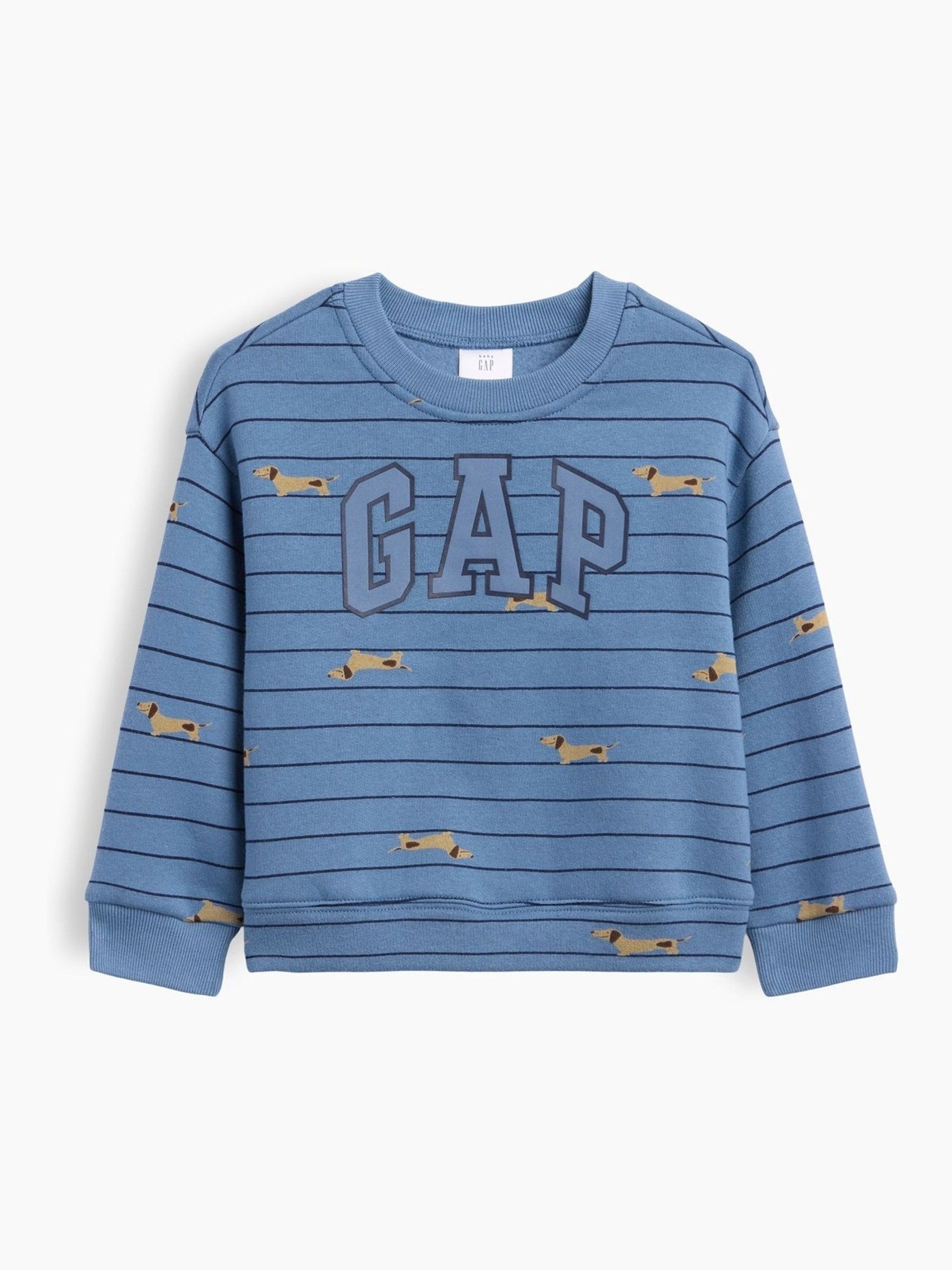 Beige Stripe Dachshund Vintage Soft Varsity Logo Sweatshirt - Image 1 of 3