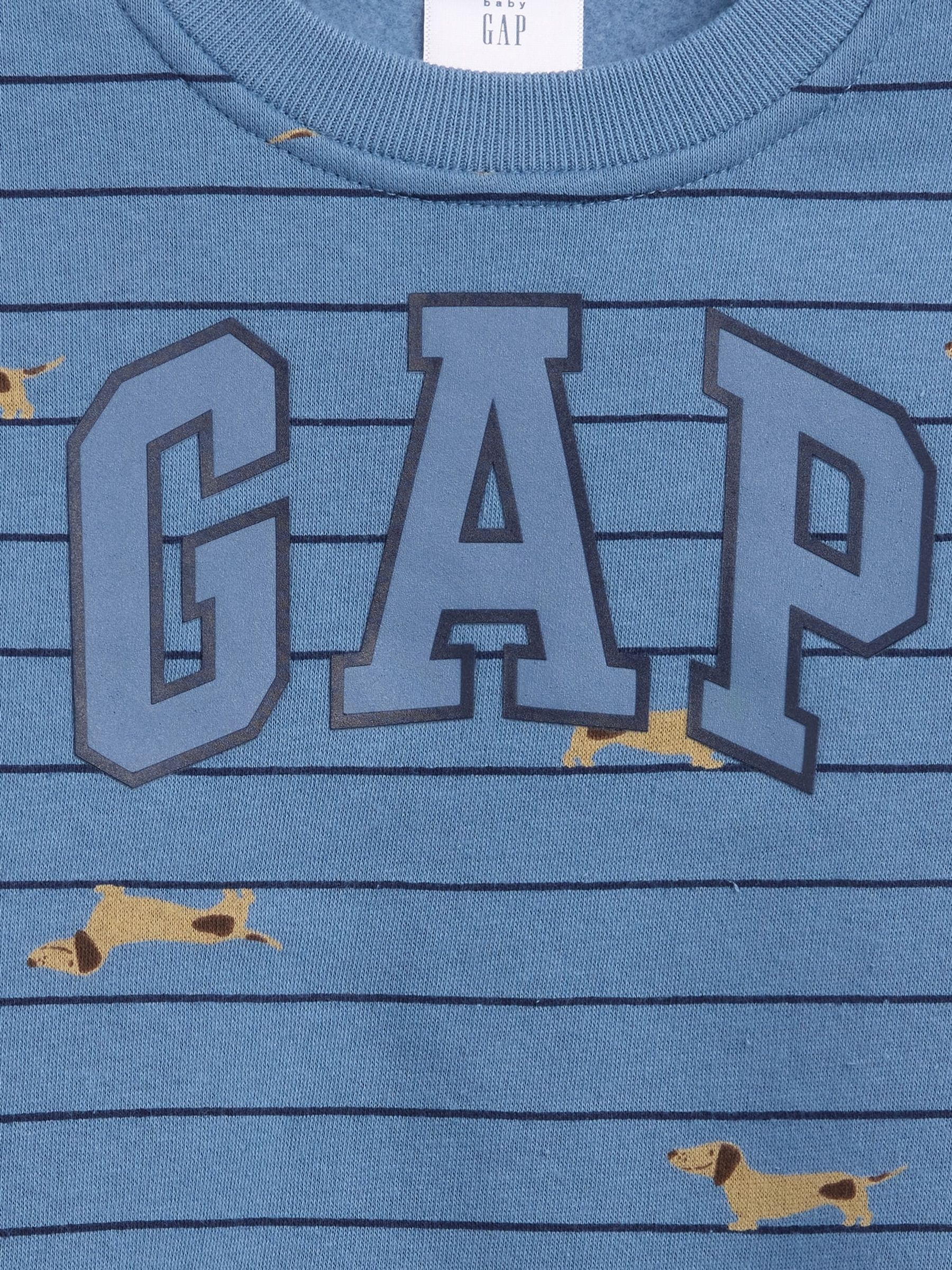 Beige Stripe Dachshund Vintage Soft Varsity Logo Sweatshirt - Image 3 of 3