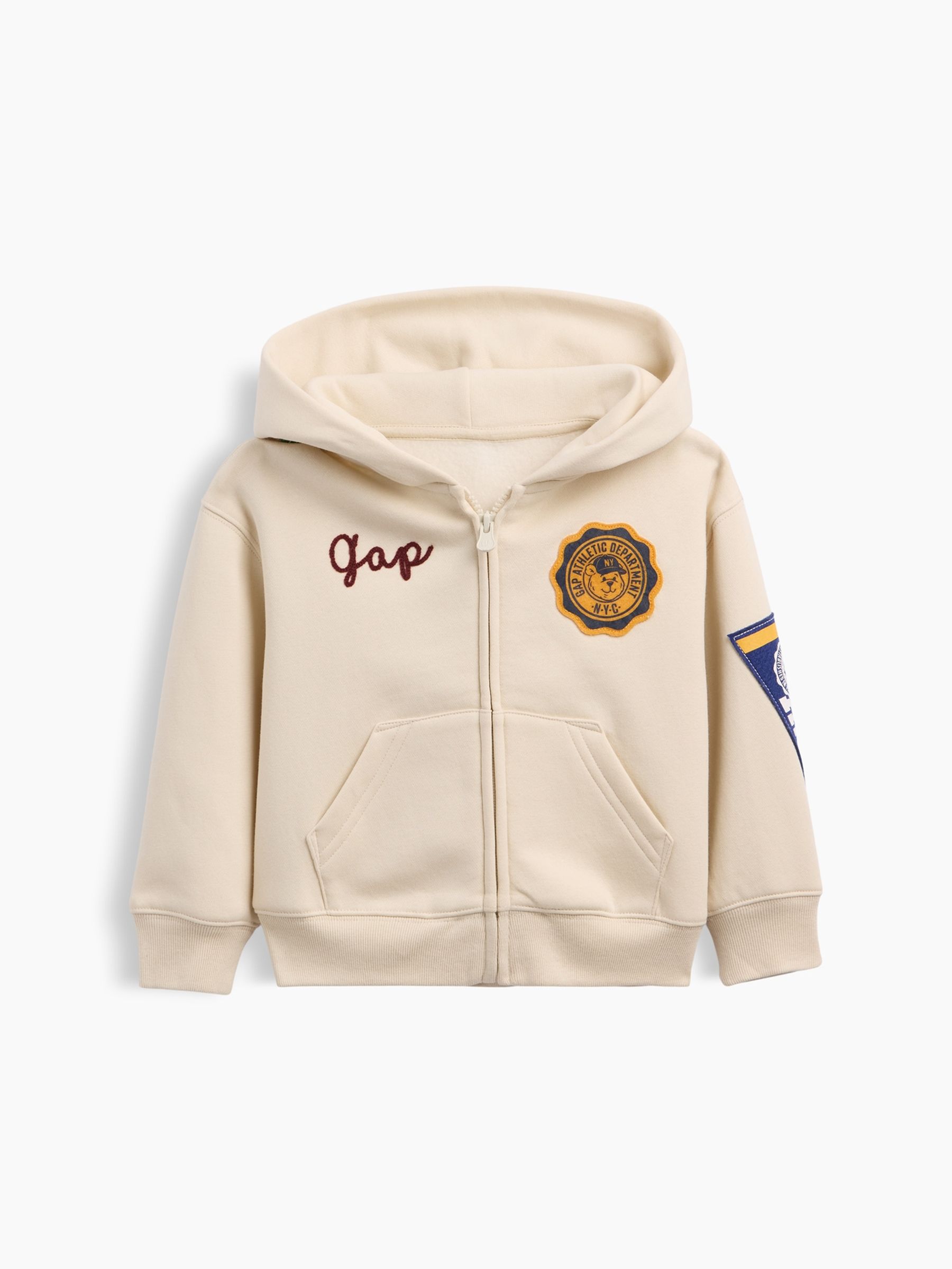 Cream Vintage Soft Varsity Logo Zip-Up Hoodie - Image 1 of 2 Cream Vintage Soft Varsity Logo Zip-Up Hoodie - Image 1 of 2