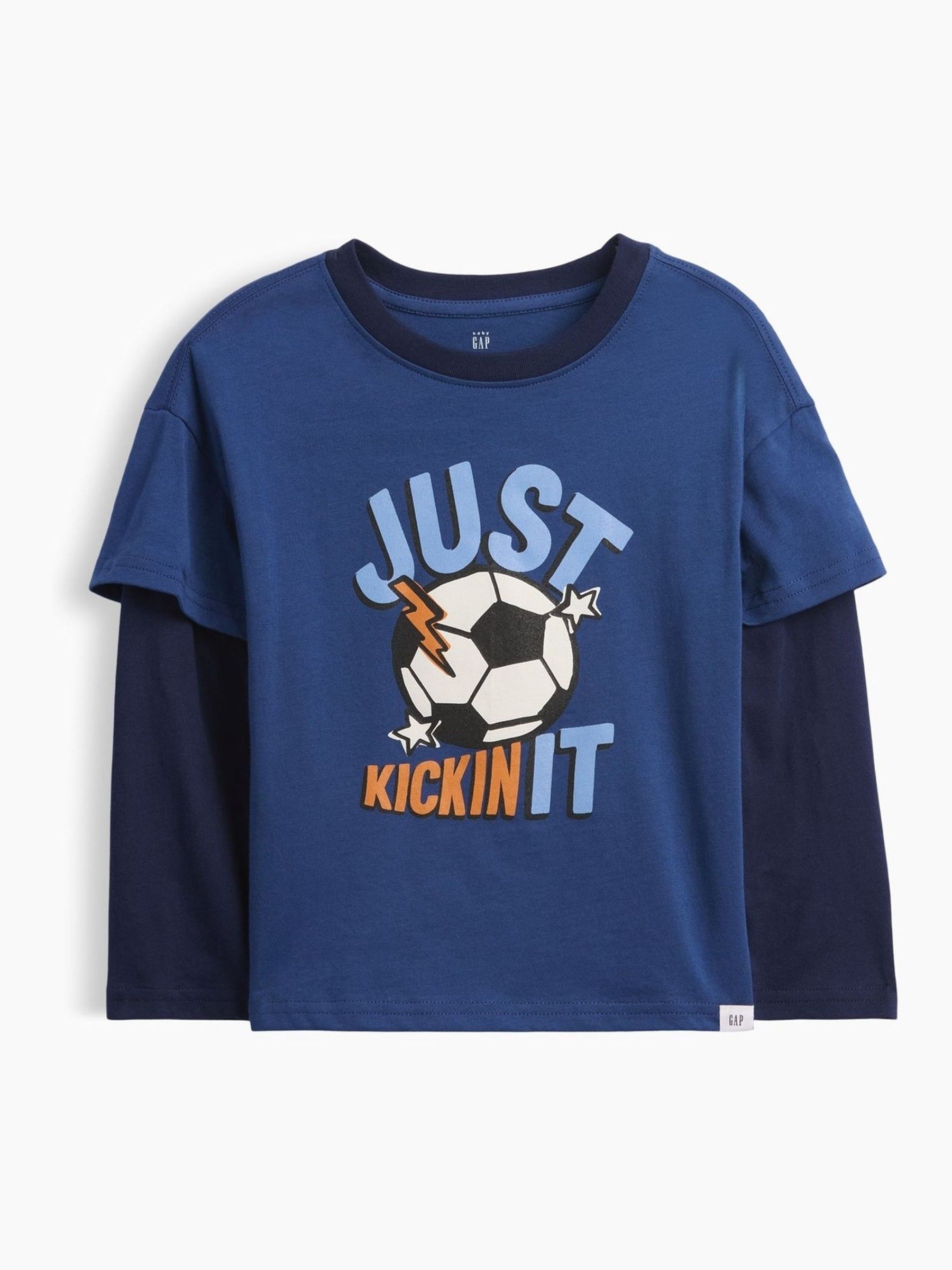 Blue/Navy Football Graphic Long Sleeve T-Shirt - Image 1 of 3