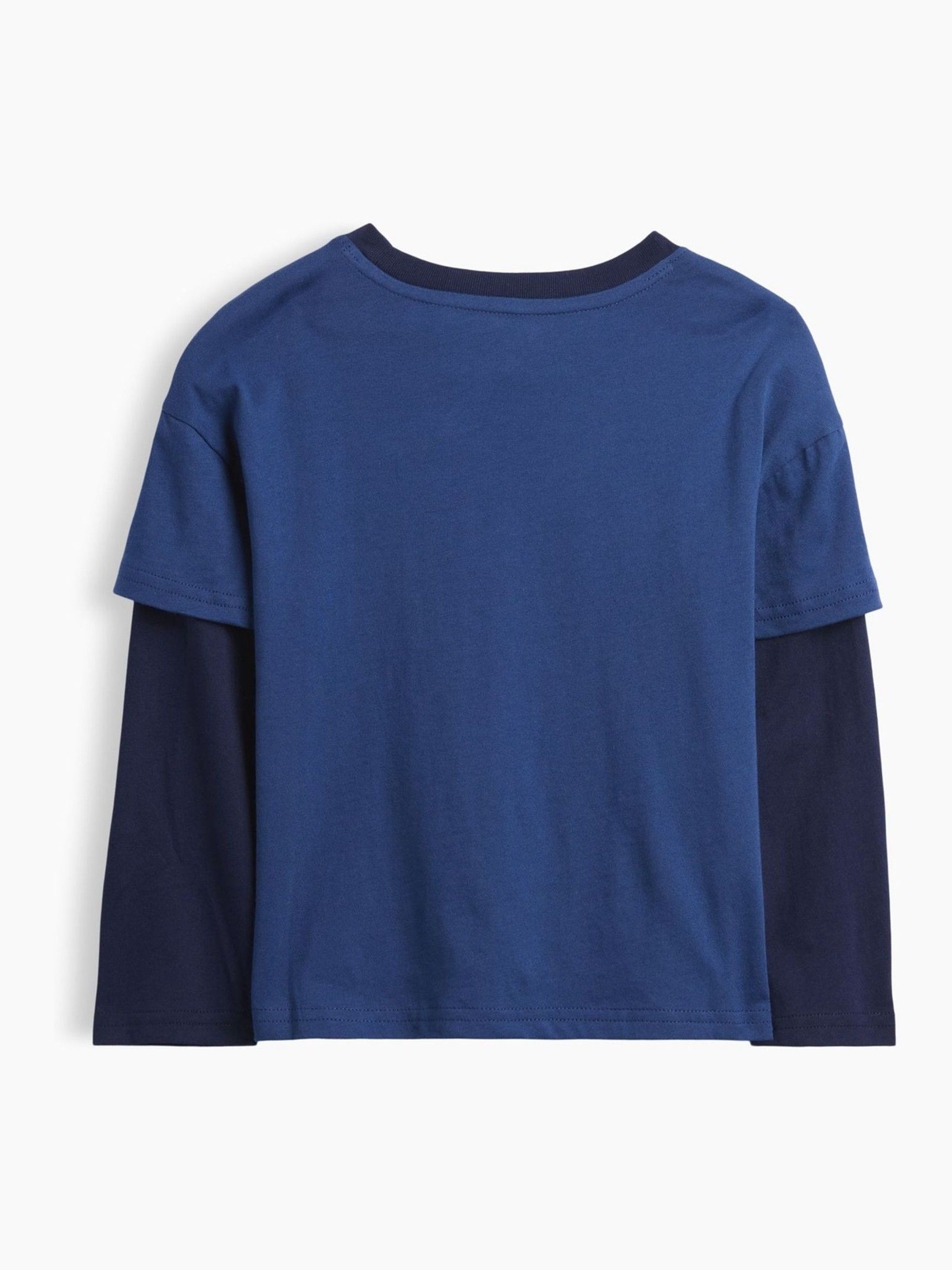 Blue/Navy Football Graphic Long Sleeve T-Shirt - Image 2 of 3