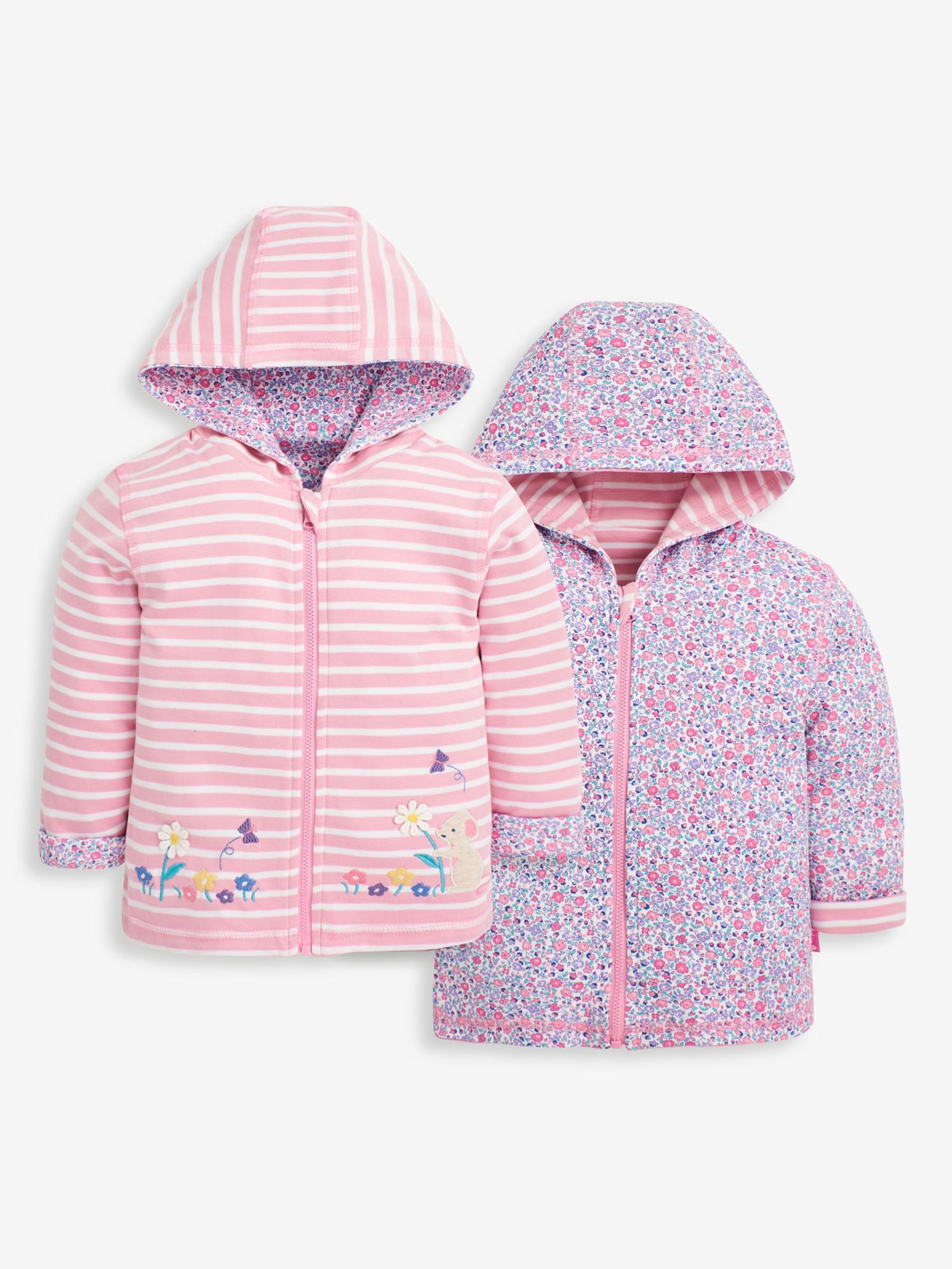 Pink Mouse Appliqué Reversible Jersey Hoodie | JoJo Maman Bébé