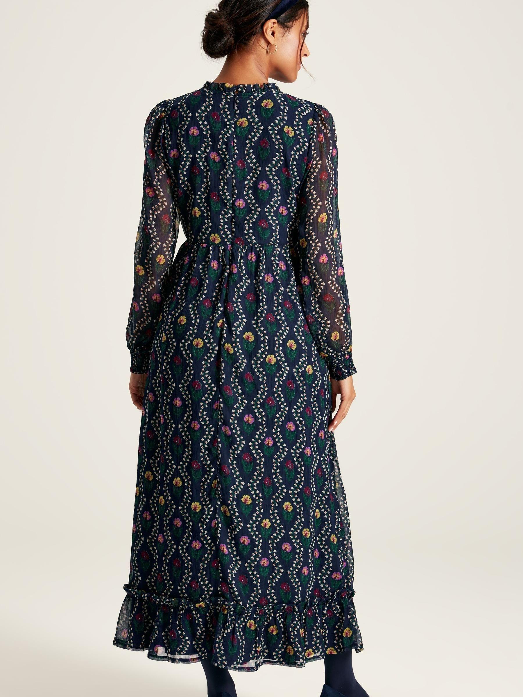 Helena Navy Floral Printed Dress - Image 2 of 8
